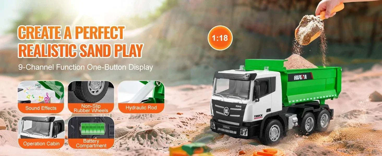 RC Dump Truck Toy 9-Channel Remote Control Construction Vehicle - Image 8