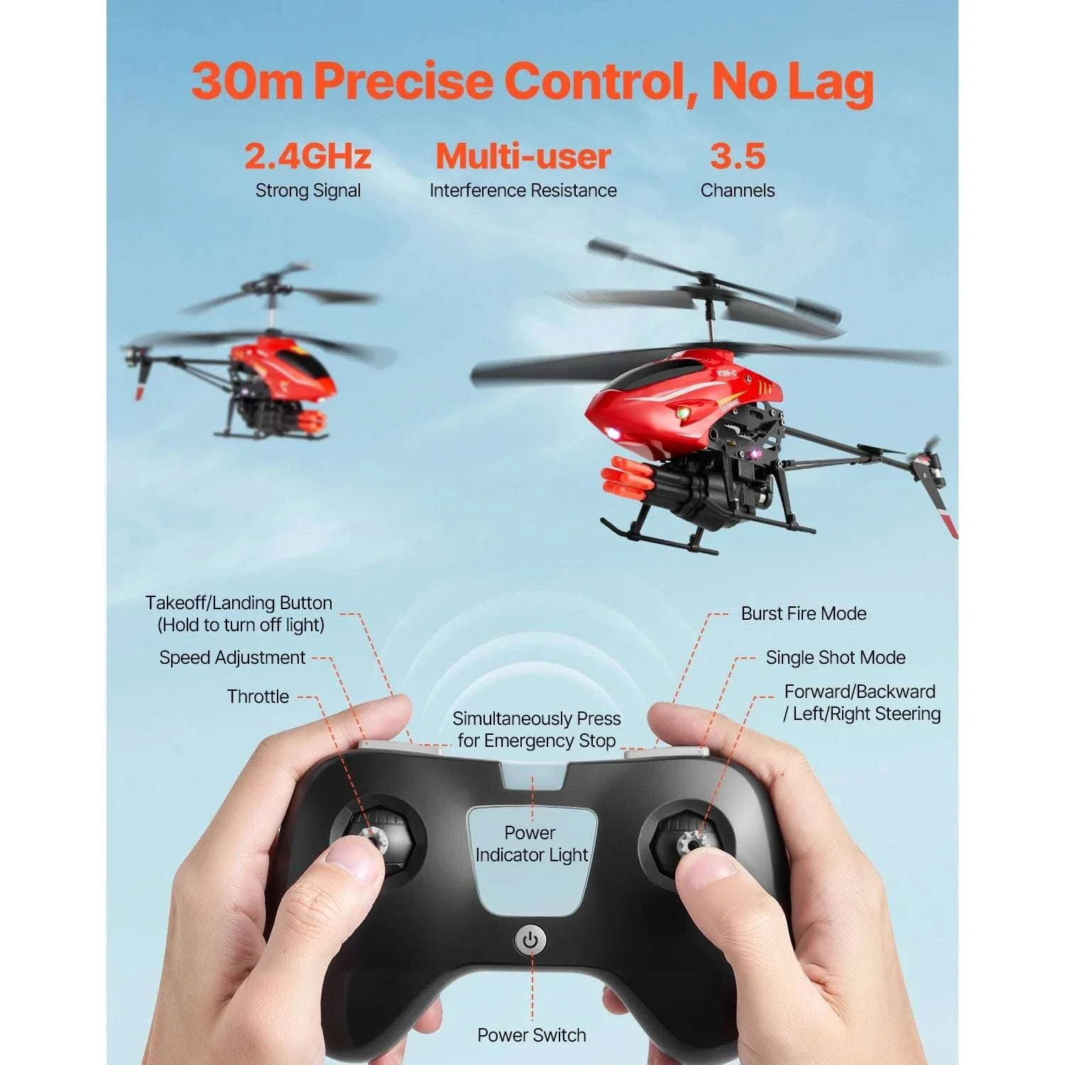 2.4GHz RC Helicopter with Altitude Hold & LED Lights for Kids - Image 6