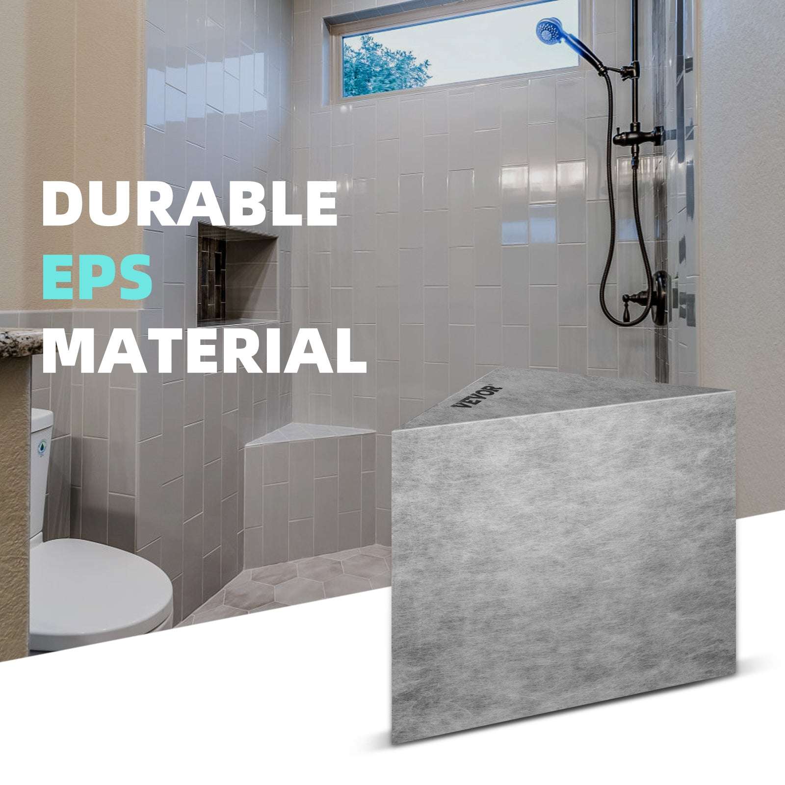 Corner Tile Shower Seat 22.4" Waterproof Bench 440lb Capacity - Image 11