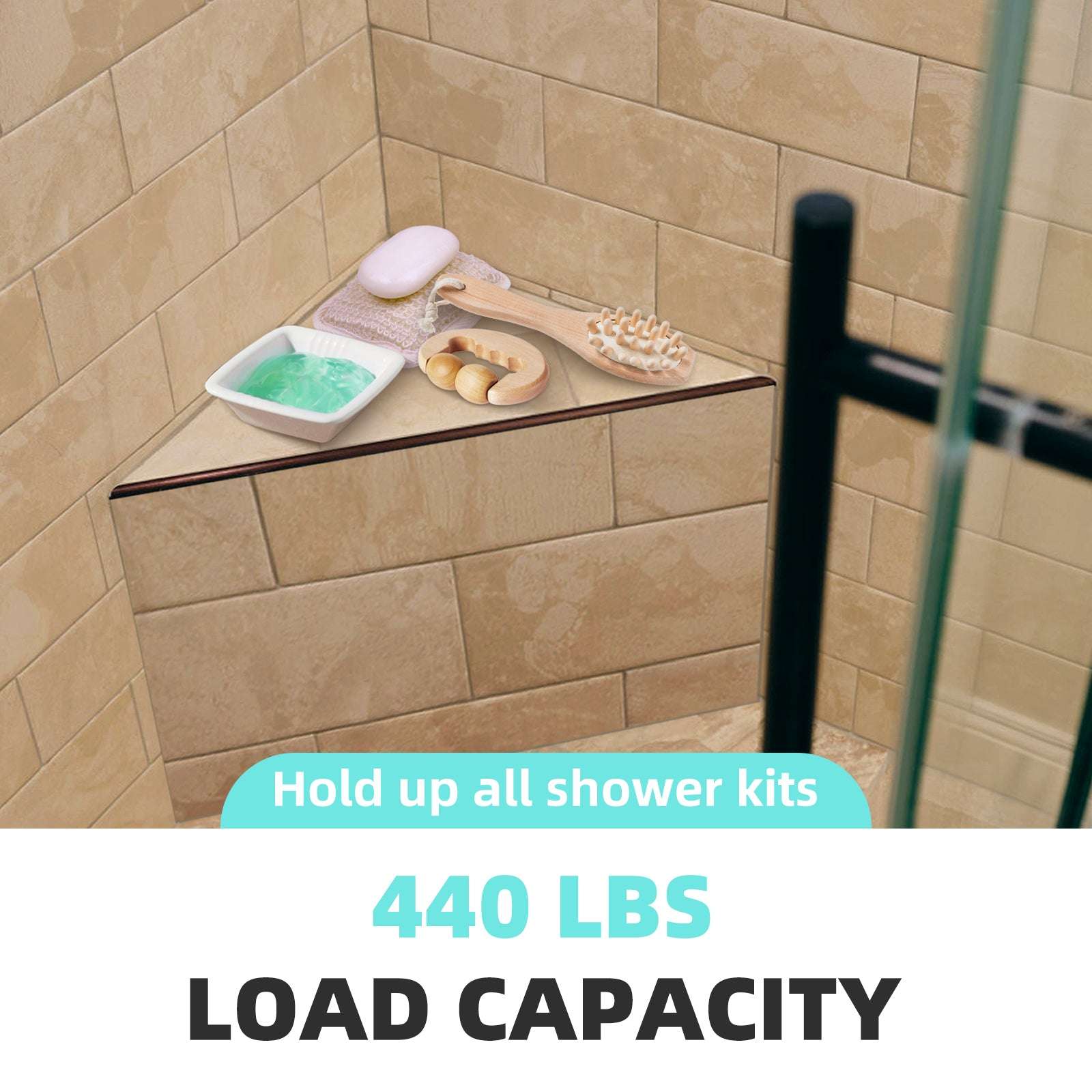Corner Tile Shower Seat 22.4" Waterproof Bench 440lb Capacity - Image 12