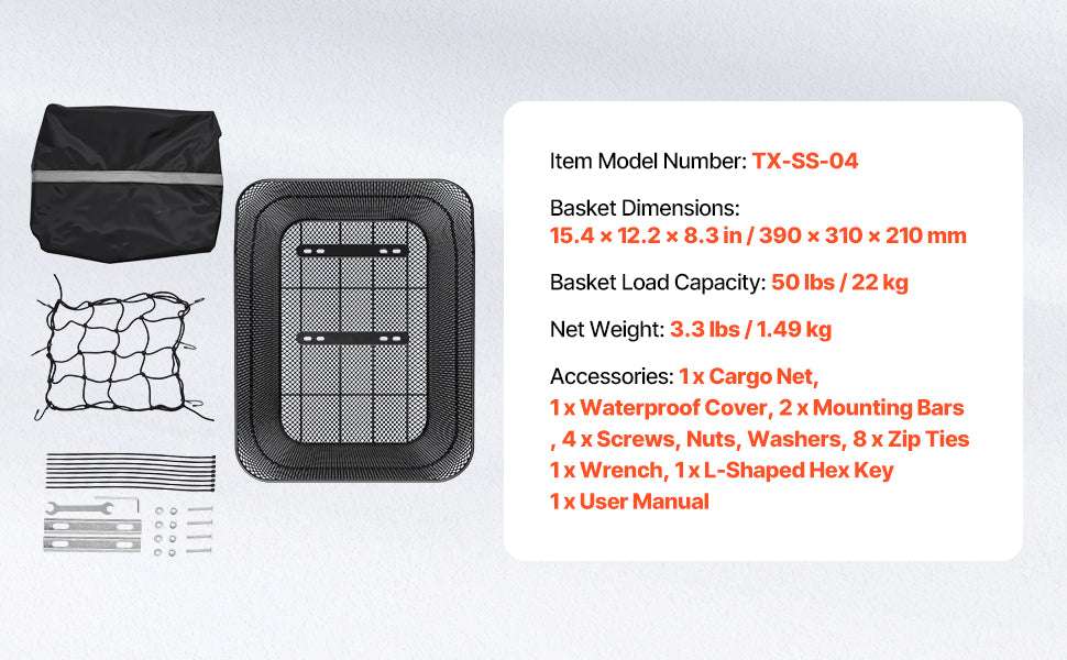 Rear Bike Basket with Waterproof Cover – 50 lbs Capacity Rack Mount - Image 13