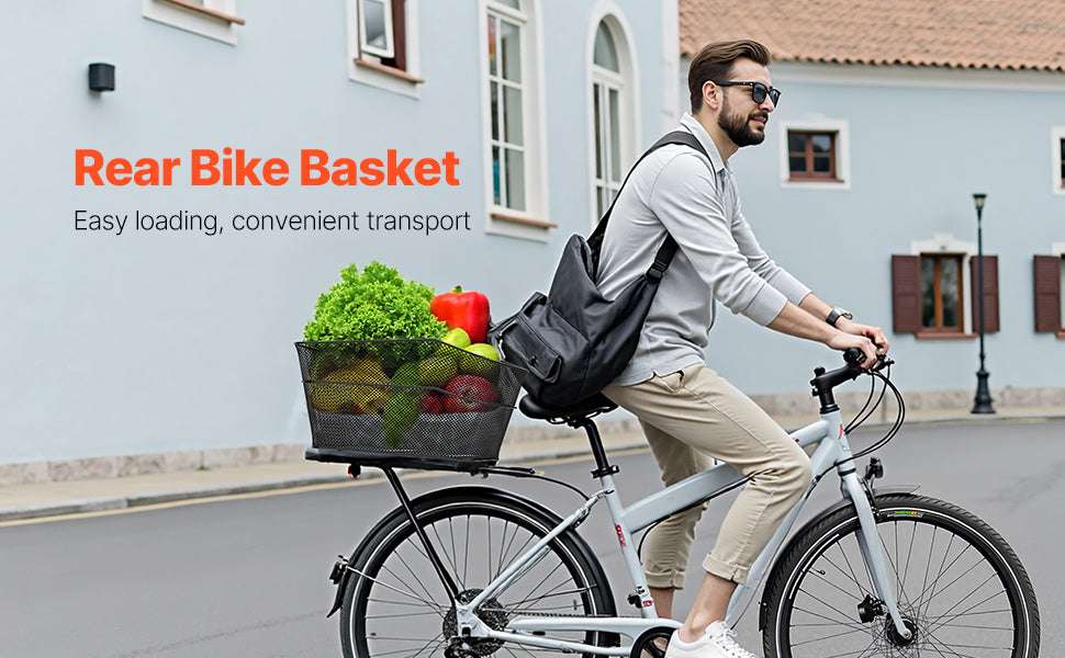 Rear Bike Basket with Waterproof Cover – 50 lbs Capacity Rack Mount - Image 8
