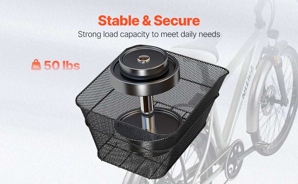 Rear Bike Basket with Waterproof Cover – 50 lbs Capacity Rack Mount - Image 9