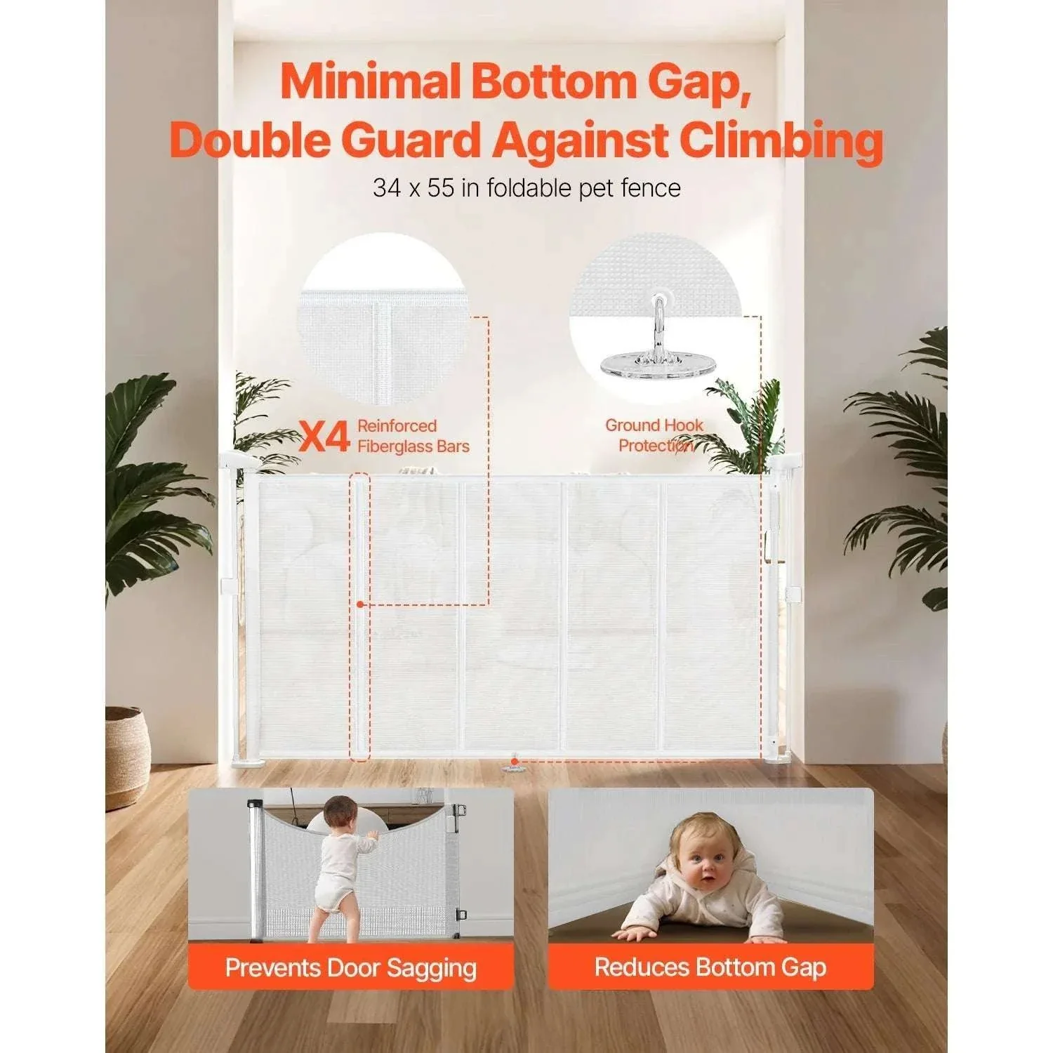 Retractable Baby Gate for Stairs & Doorways Extends Up to 110” Wide - Image 2