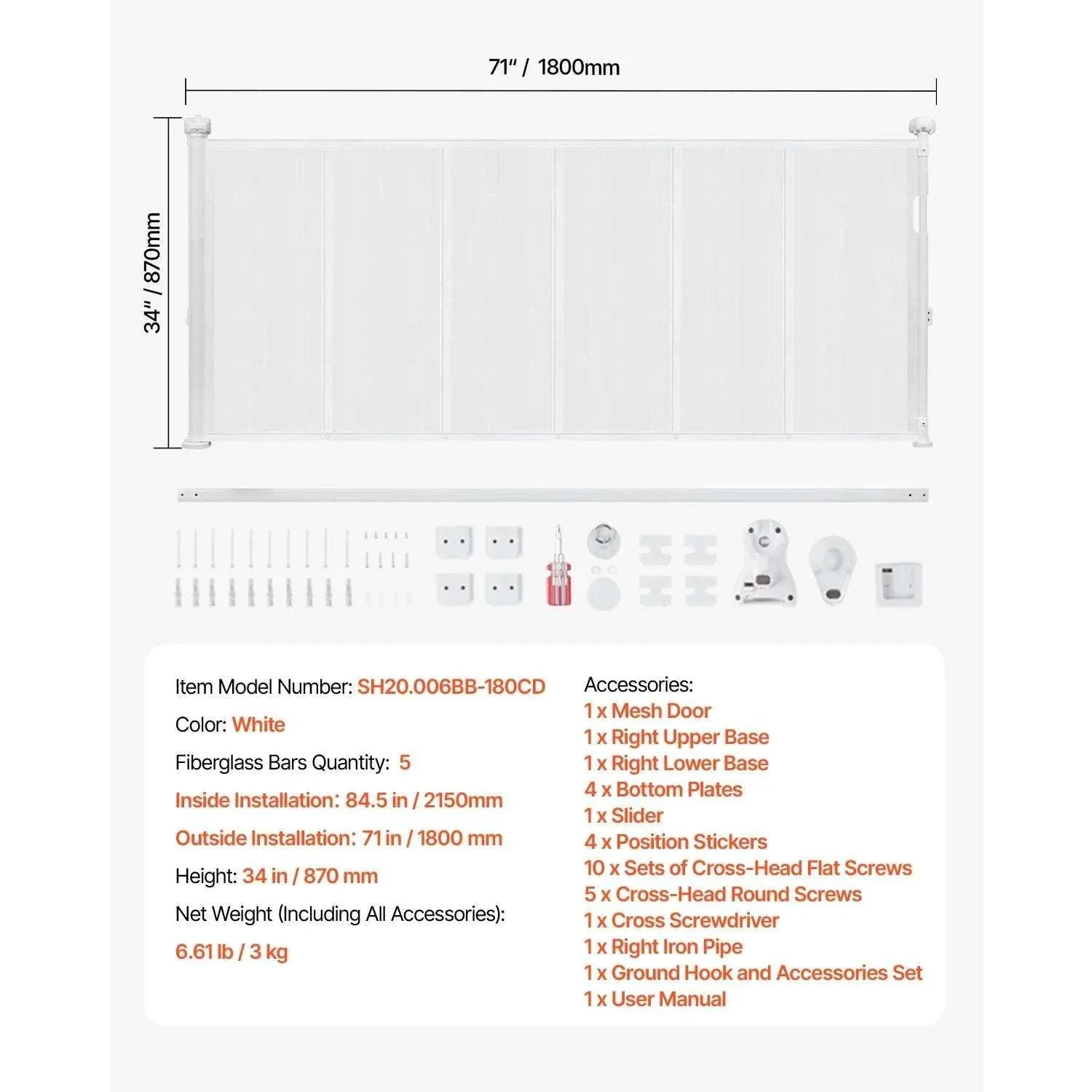 Retractable Baby Gate for Stairs & Doorways Extends Up to 110” Wide - Image 23