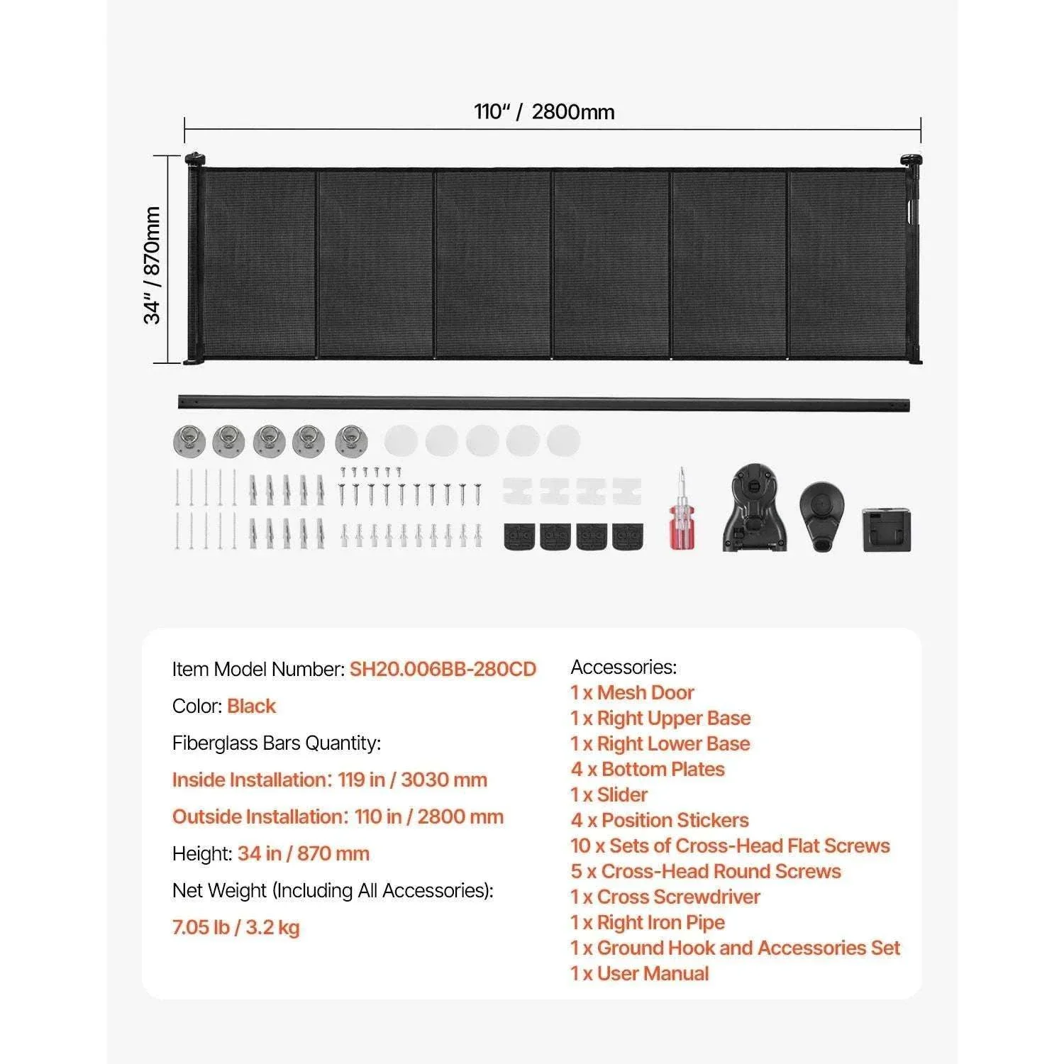 Retractable Baby Gate for Stairs & Doorways Extends Up to 110” Wide - Image 25