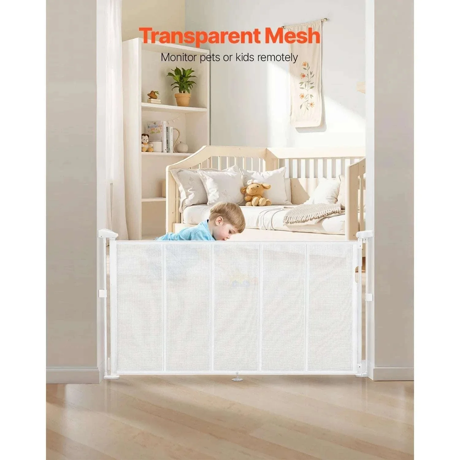 Retractable Baby Gate for Stairs & Doorways Extends Up to 110” Wide - Image 4