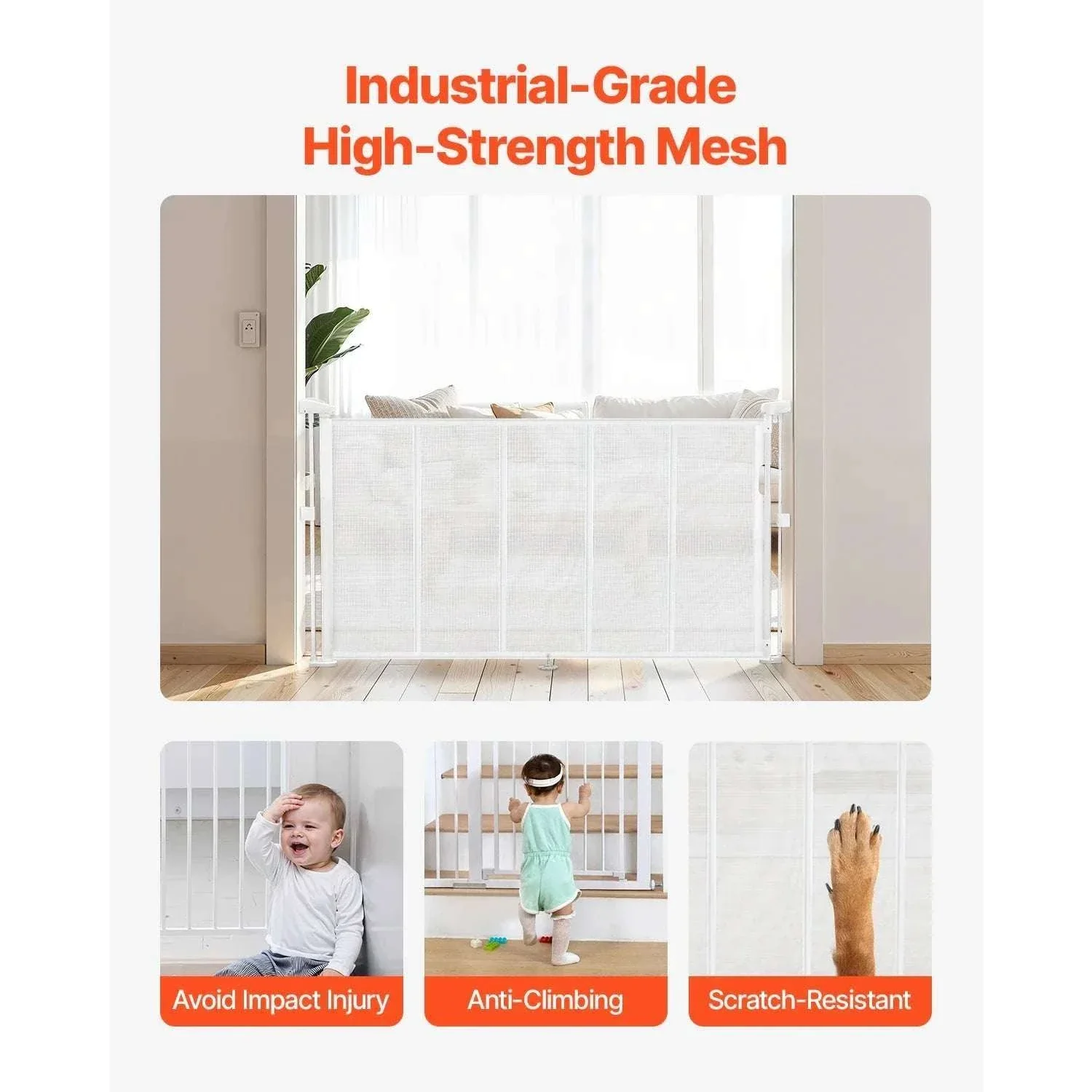 Retractable Baby Gate for Stairs & Doorways Extends Up to 110” Wide - Image 6
