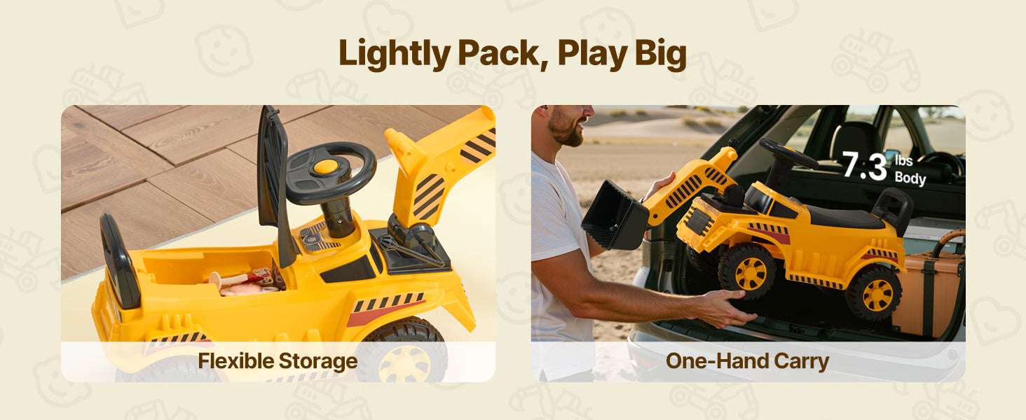 Kids Ride-On Excavator Toy with Storage & Foot-to-Floor Drive - Image 12