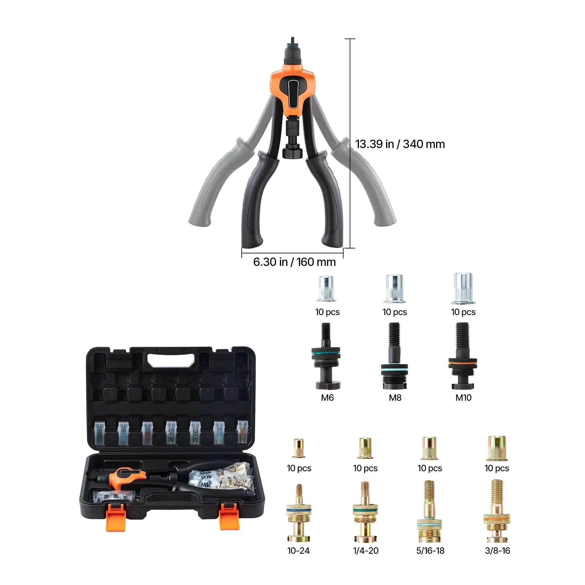 Rivet Nut Tool Kit with Mandrels & Nuts Metric SAE Set - Image 17