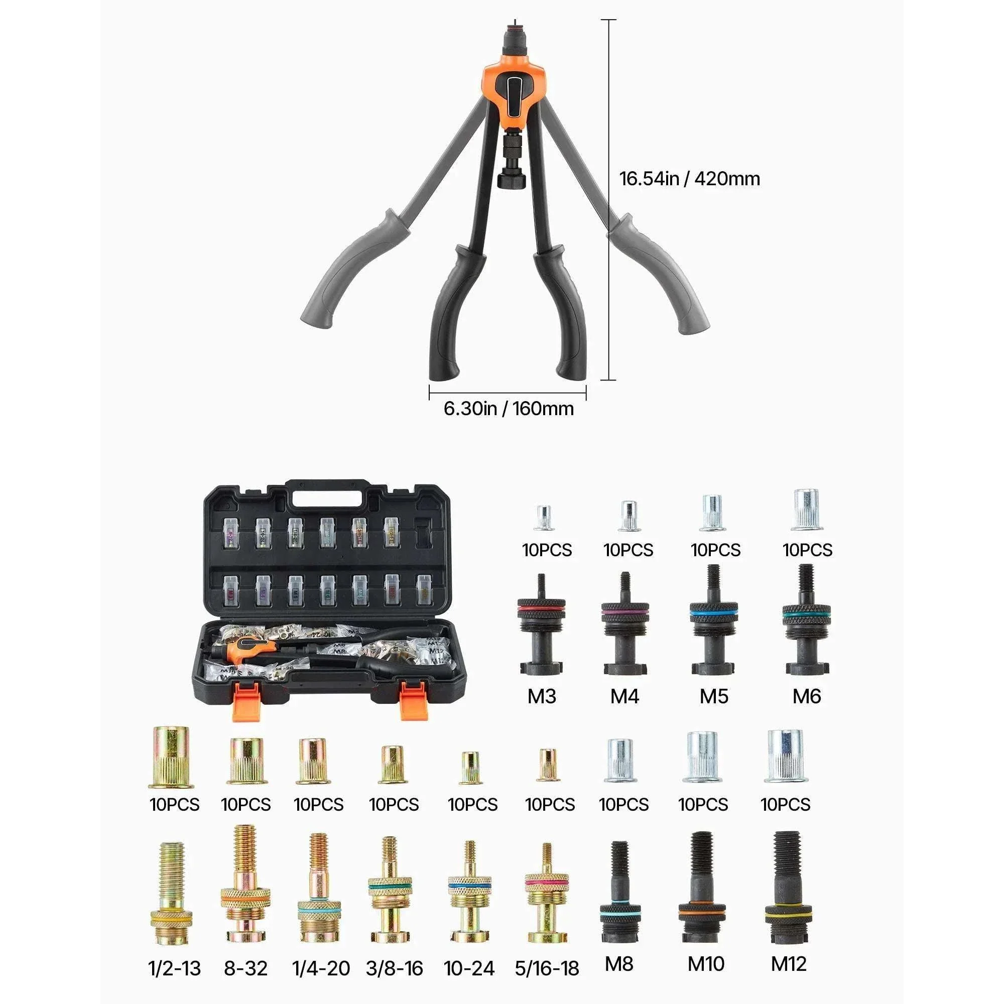 Rivet Nut Tool Kit with Mandrels & Nuts Metric SAE Set - Image 18
