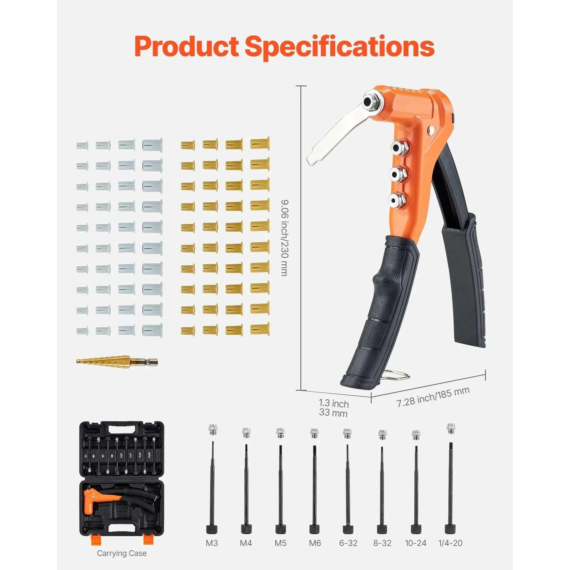 Rivet Nut Tool Kit with Mandrels & Nuts Metric SAE Set - Image 20