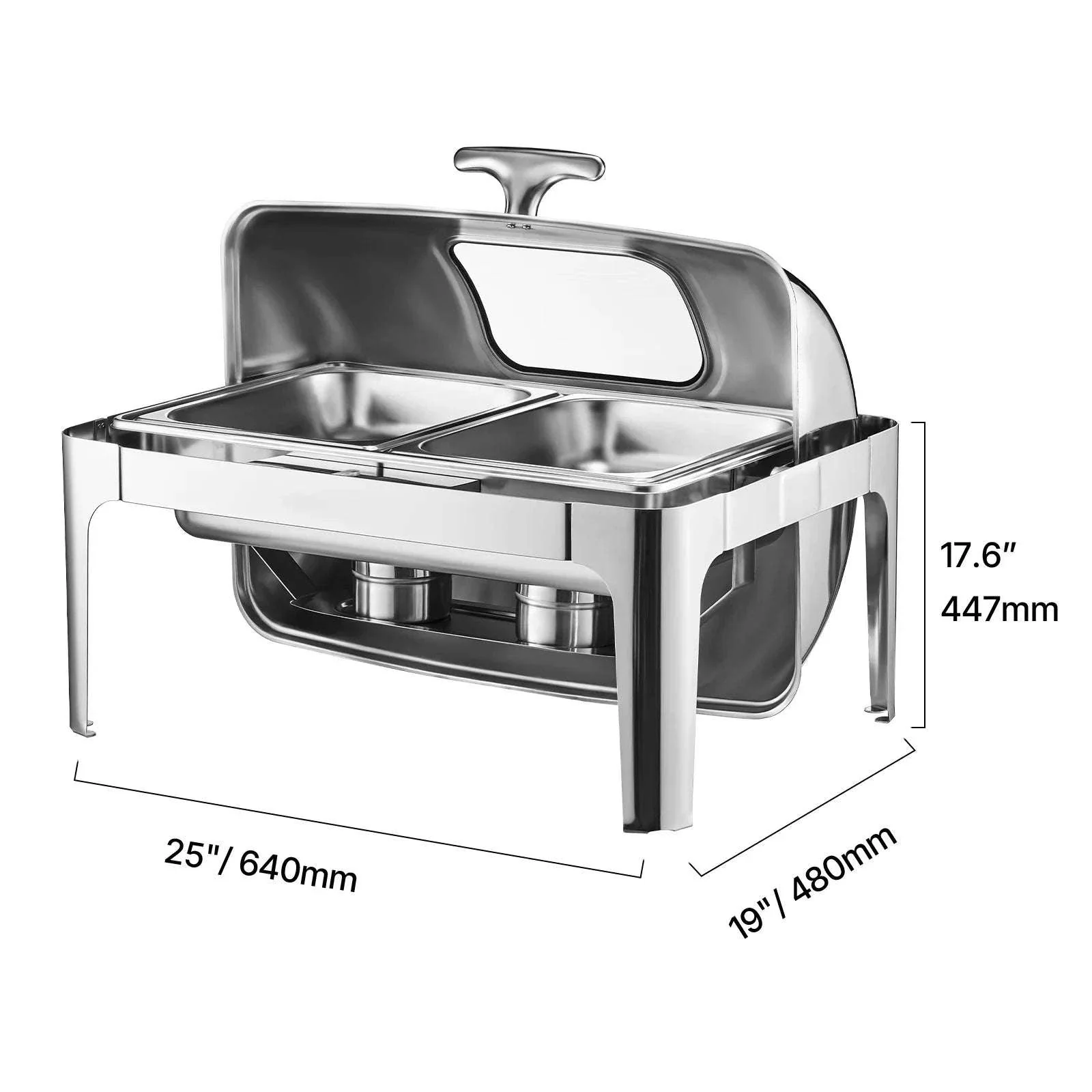 9Qt Roll Top Chafing Dish Set Stainless Steel Buffet Server - Image 18