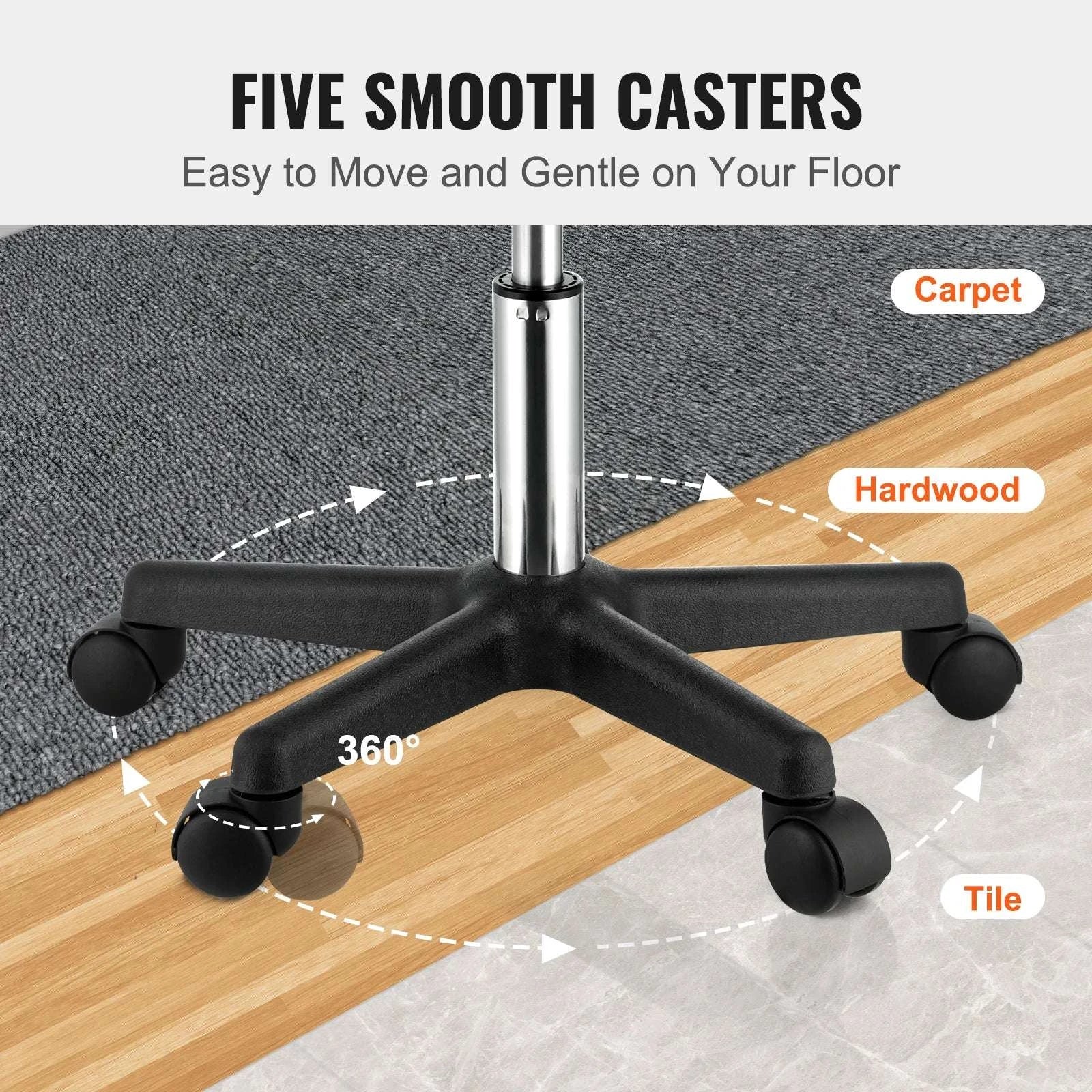 Adjustable Rolling Stool with Wheels 360° Swivel Salon Chair - Image 5