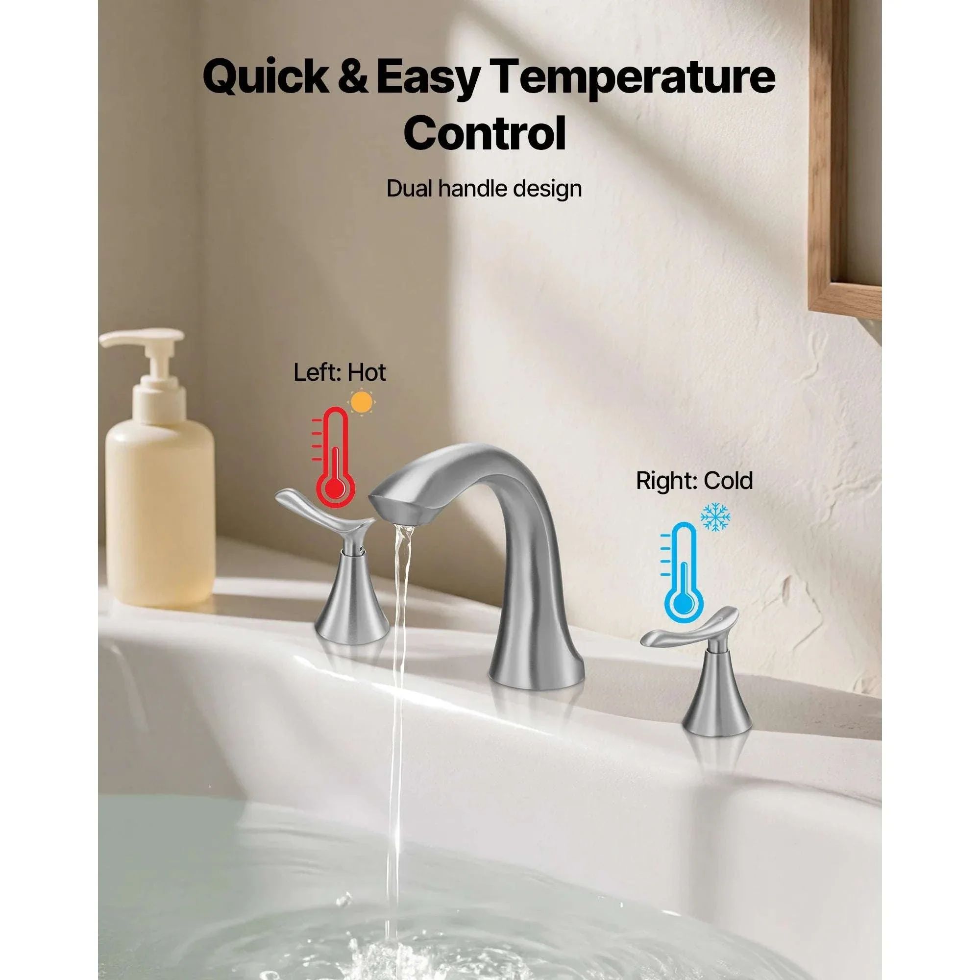 Roman Tub Faucet with Dual Handles Deck Mount Fast Fill Design - Image 6