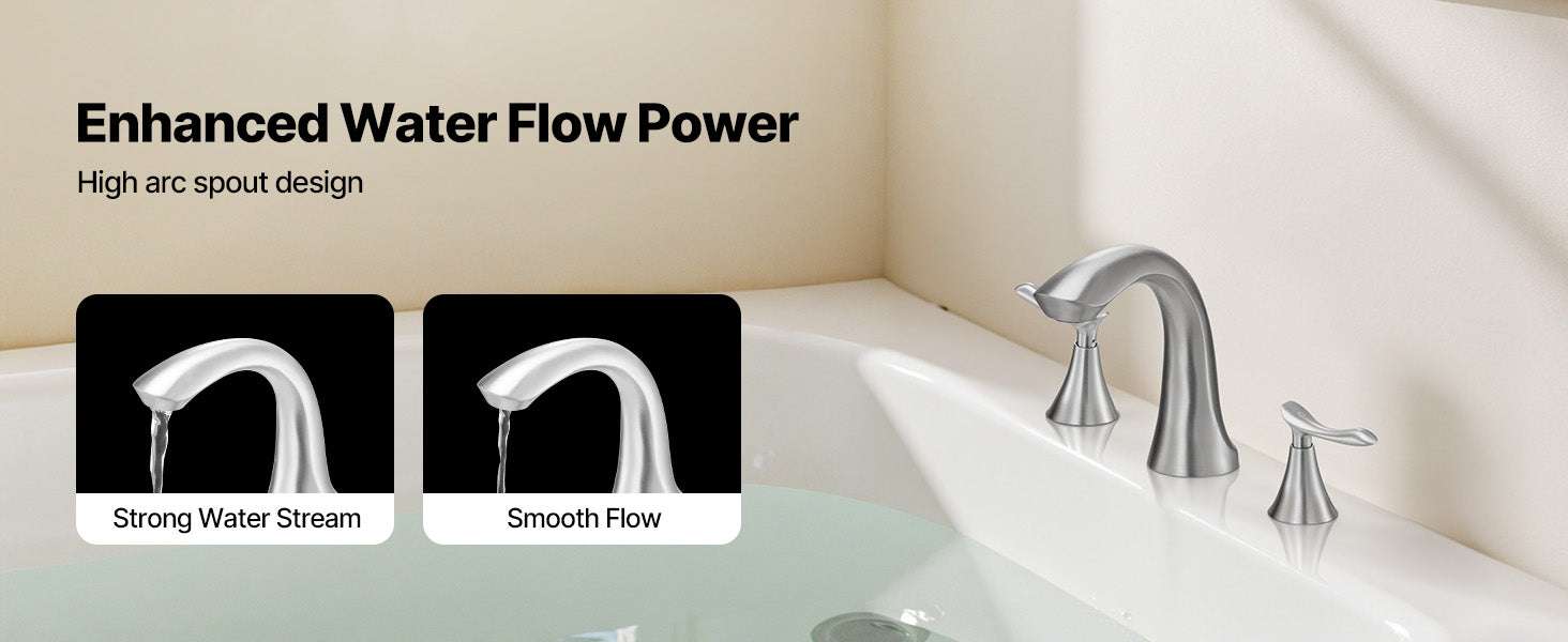 Roman Tub Faucet with Dual Handles Deck Mount Fast Fill Design - Image 9