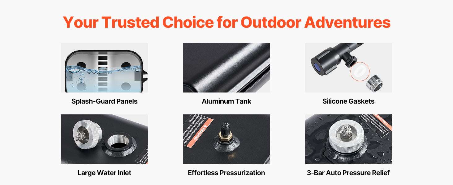 Roof Rack Pressurized Water Tank 4 Gal Aluminum Outdoor Shower System - Image 13