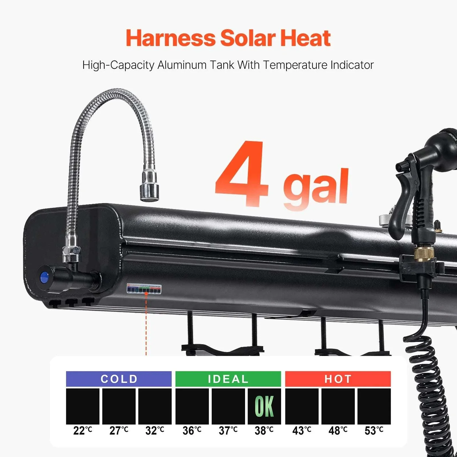 Roof Rack Pressurized Water Tank 4 Gal Aluminum Outdoor Shower System - Image 4