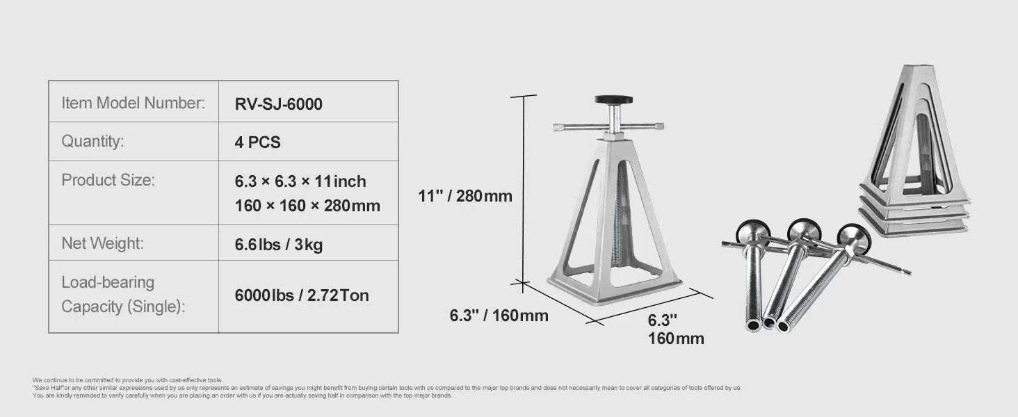 RV Stabilizer Jacks 4 Pack 6000 lb Adjustable Leveling Stack Jacks - Image 13