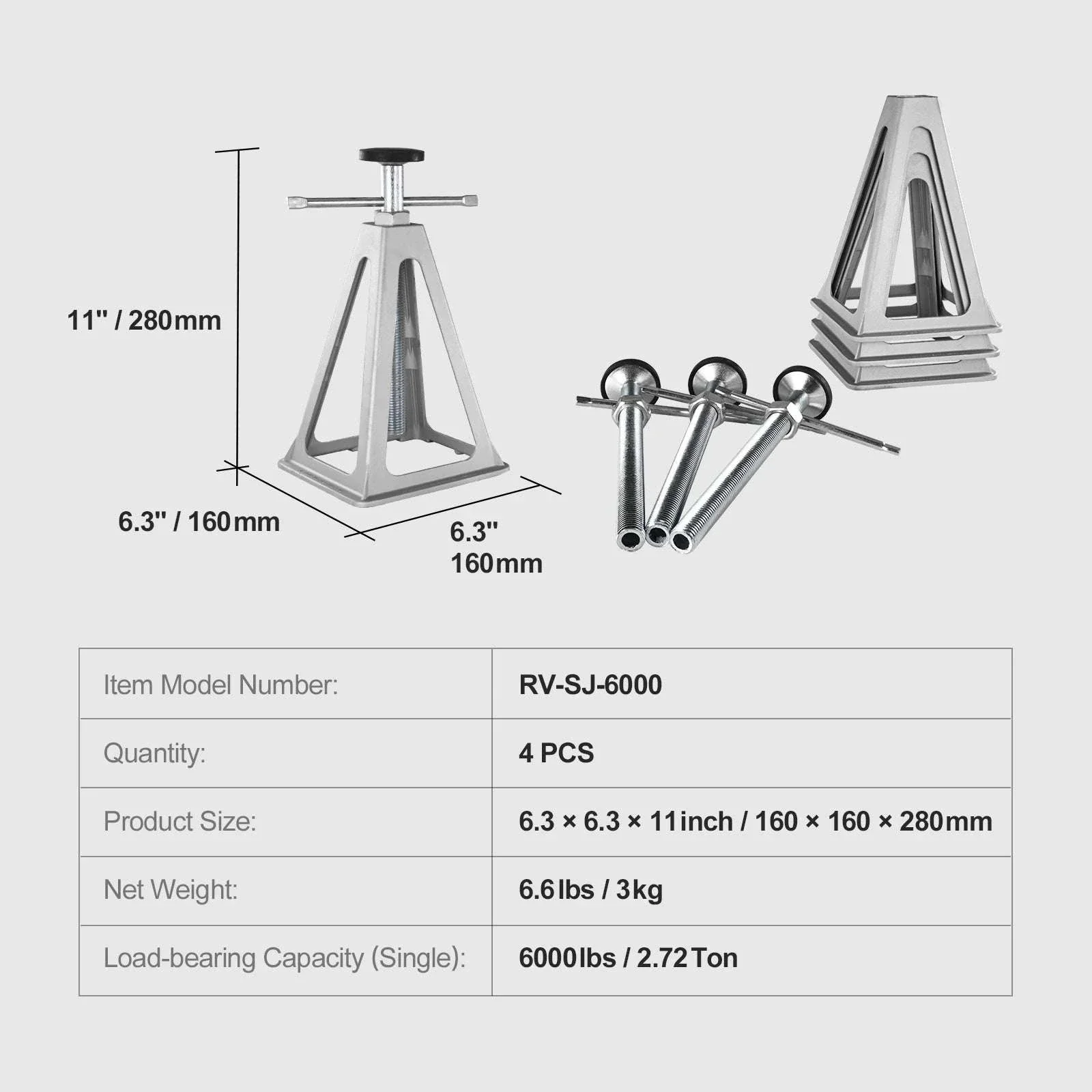 RV Stabilizer Jacks 4 Pack 6000 lb Adjustable Leveling Stack Jacks - Image 14