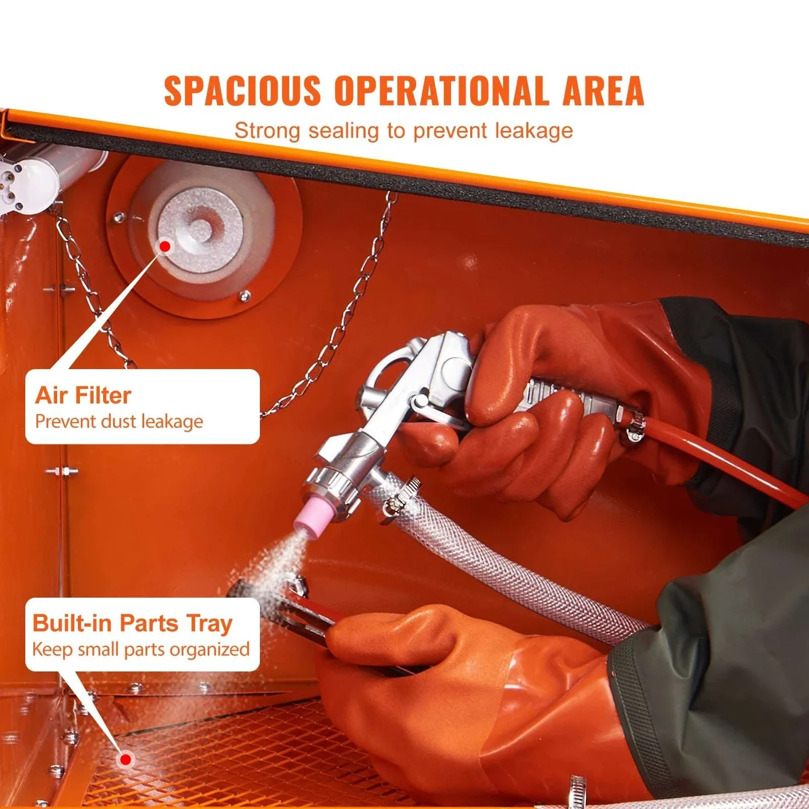 Benchtop Sandblasting Cabinet 25/40/60 Gallon with Gun & Nozzles - Image 3