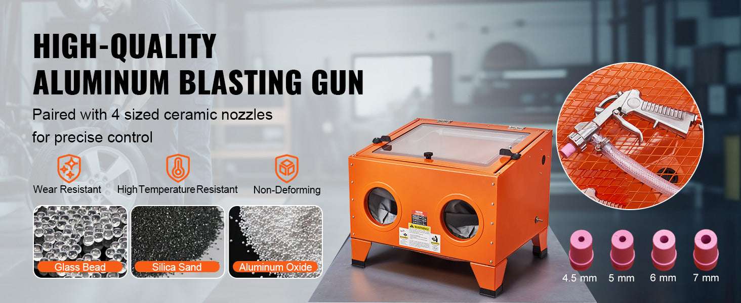 Benchtop Sandblasting Cabinet 25/40/60 Gallon with Gun & Nozzles - Image 9