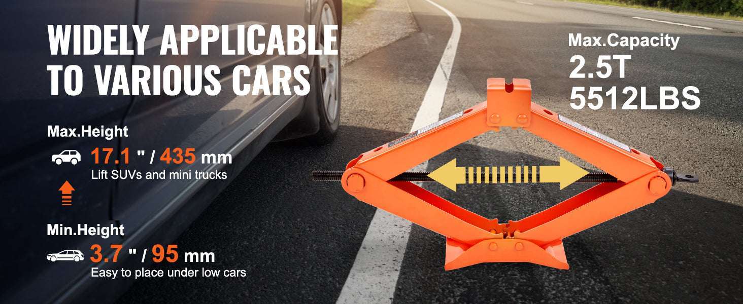 2.5 Ton Scissor Car Jack Kit with 3.7"–17.1" Lift Range - Image 9