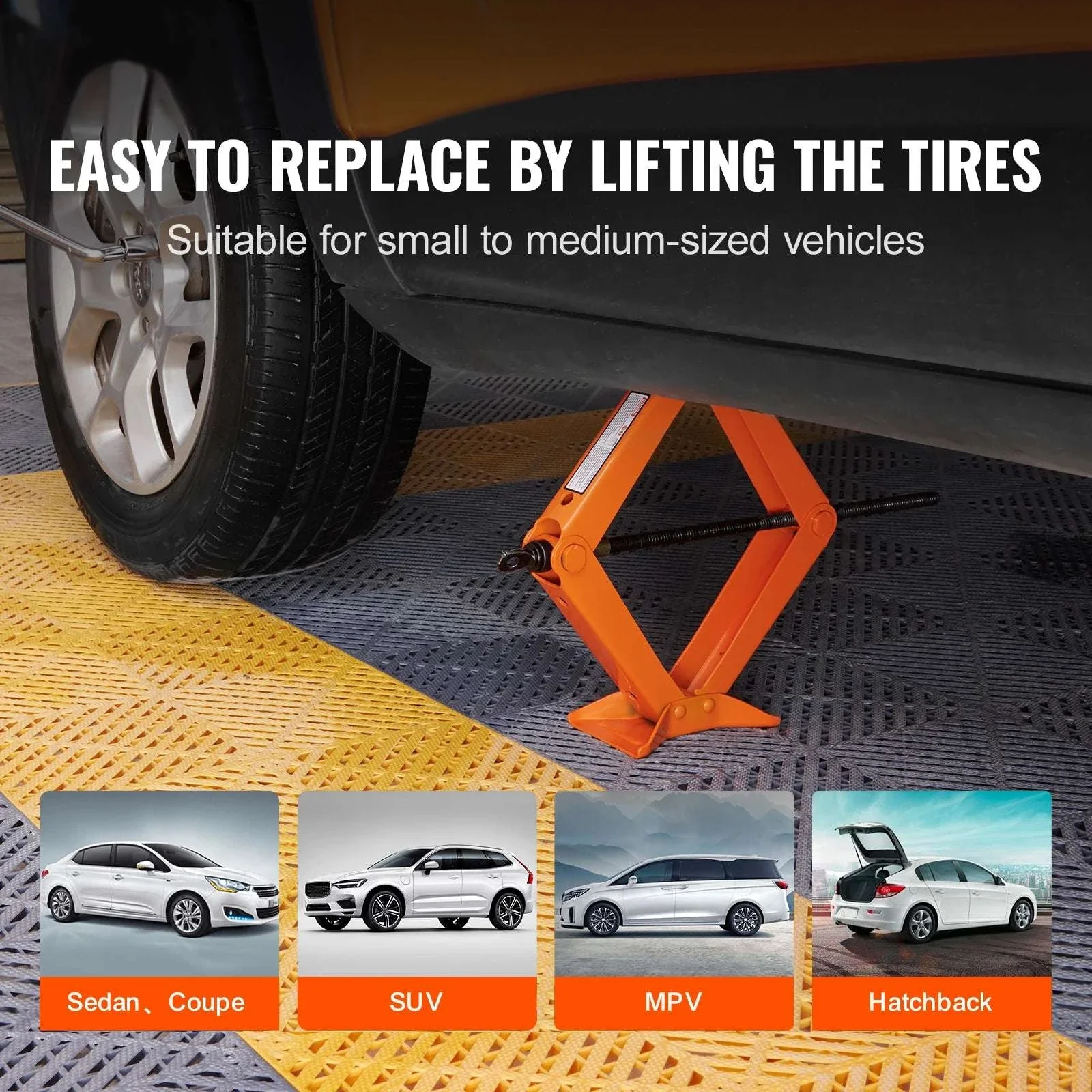 2.5 Ton Scissor Car Jack Kit with Wrench, 3.7"–17.1" Lift Range - Image 2