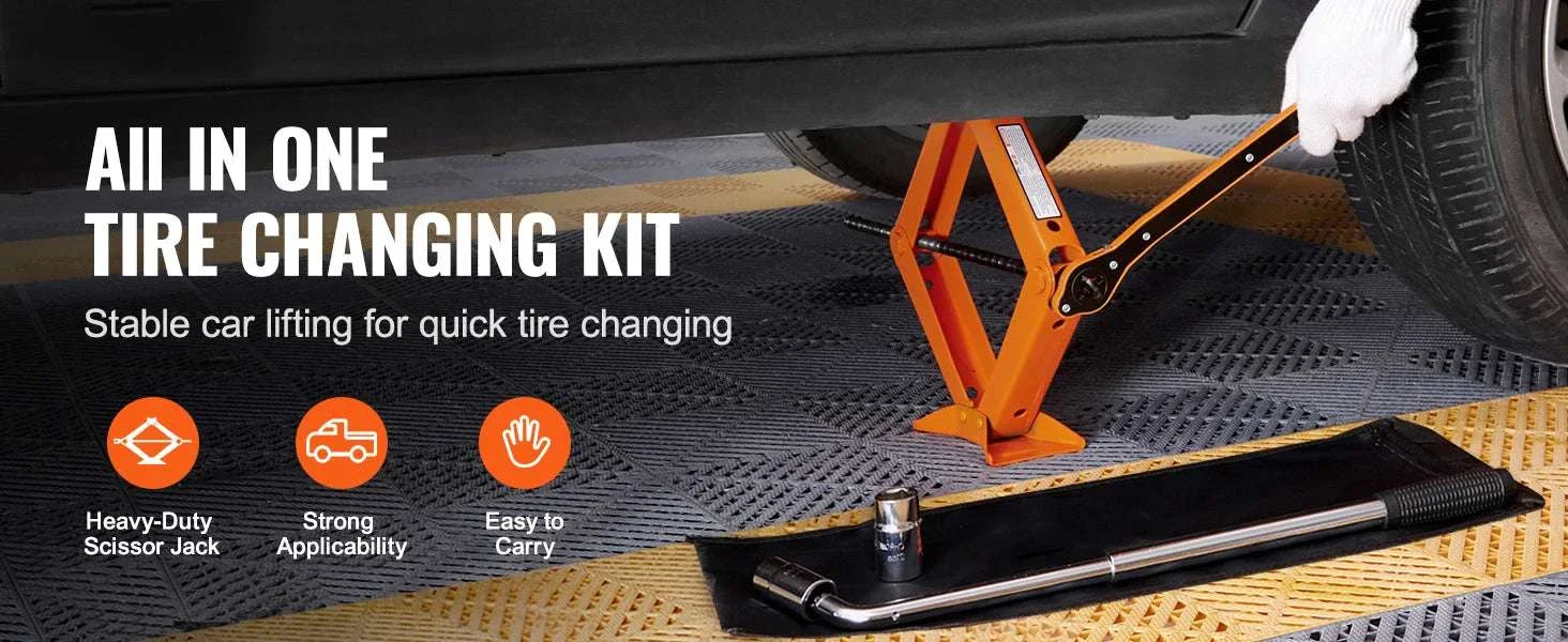 2.5 Ton Scissor Car Jack Kit with Wrench, 3.7"–17.1" Lift Range - Image 8