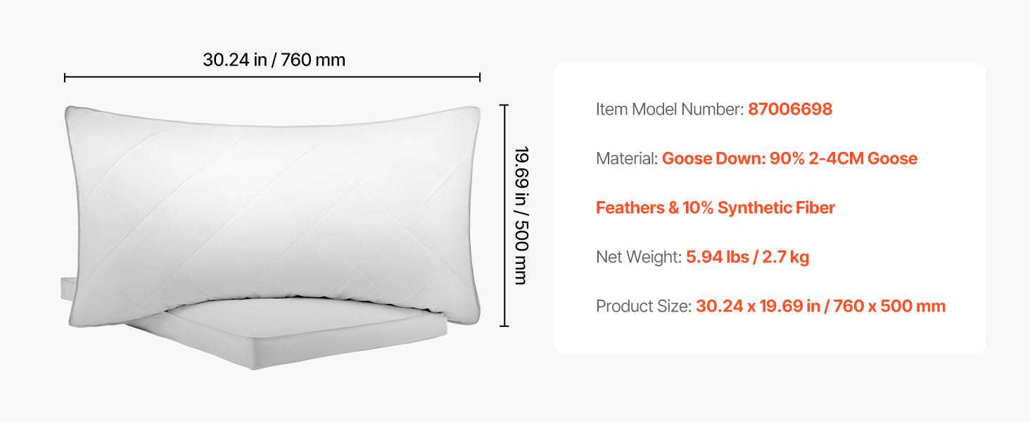Set of 2 Goose Down Bed Pillows – Fluffy Neck Support for Deep Sleep - Image 13