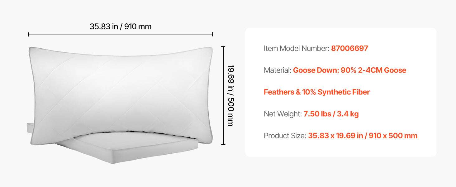 Set of 2 Goose Down Bed Pillows – Fluffy Neck Support for Deep Sleep - Image 14