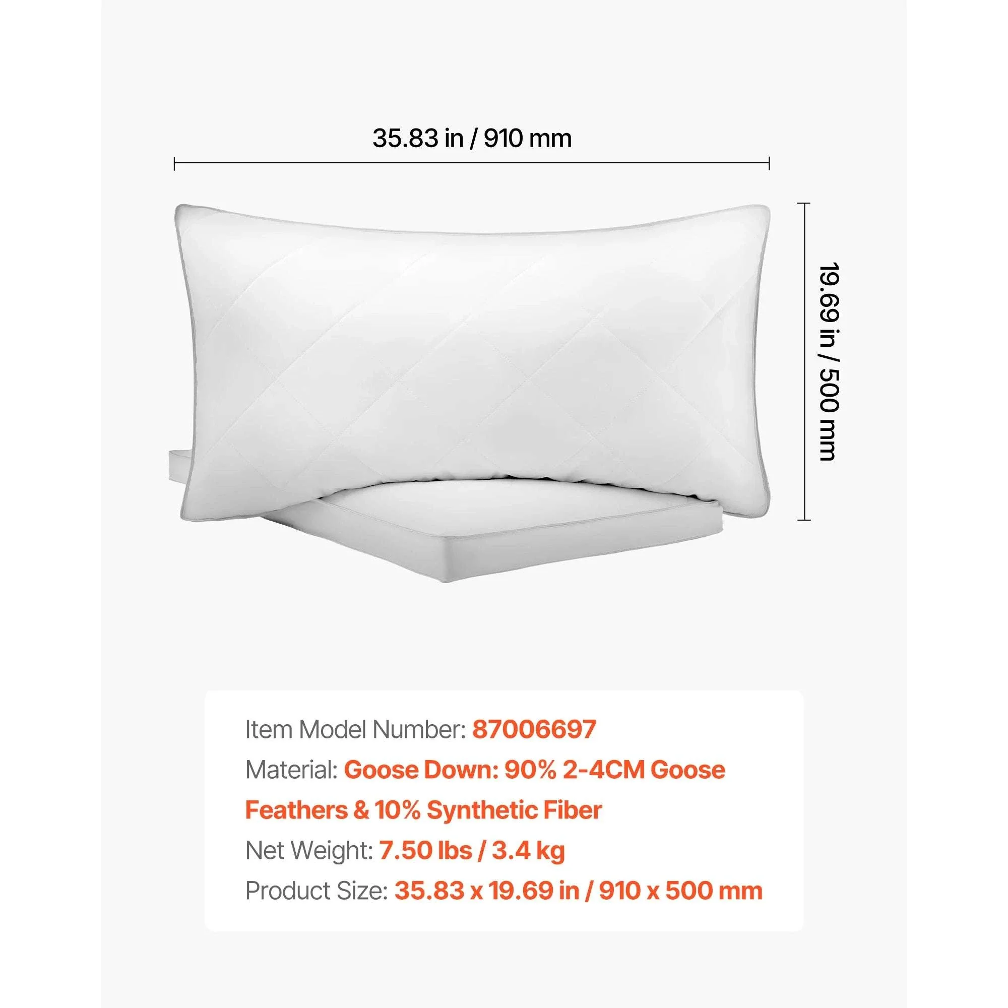 Set of 2 Goose Down Bed Pillows – Fluffy Neck Support for Deep Sleep - Image 15