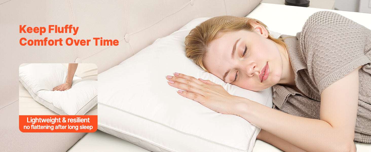 Set of 2 Goose Down Bed Pillows – Fluffy Neck Support for Deep Sleep - Image 9