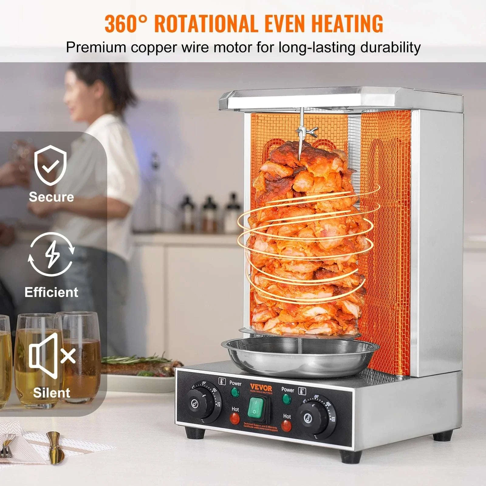 Electric Shawarma Grill Machine 13.7lb Vertical Rotisserie Cooker - Image 5