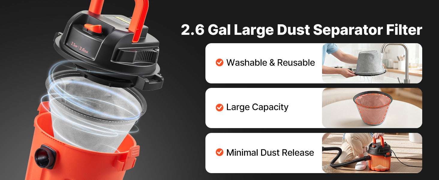 Dry Shop Vacuum with Strong Suction and Multi-Nozzle Cleaning - Image 11