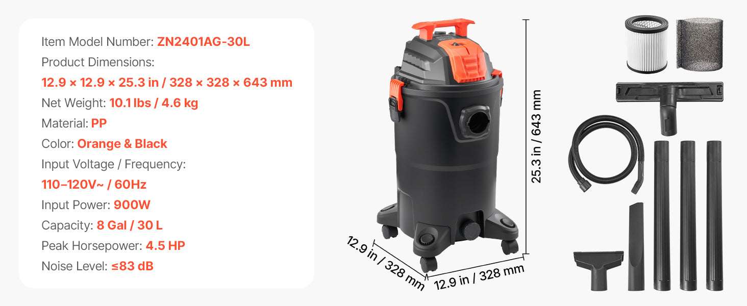 Dry Shop Vacuum with Strong Suction and Multi-Nozzle Cleaning - Image 19