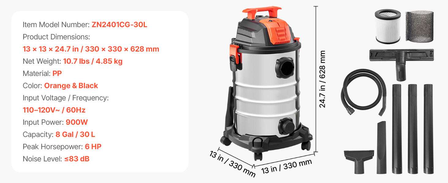 Dry Shop Vacuum with Strong Suction and Multi-Nozzle Cleaning - Image 20