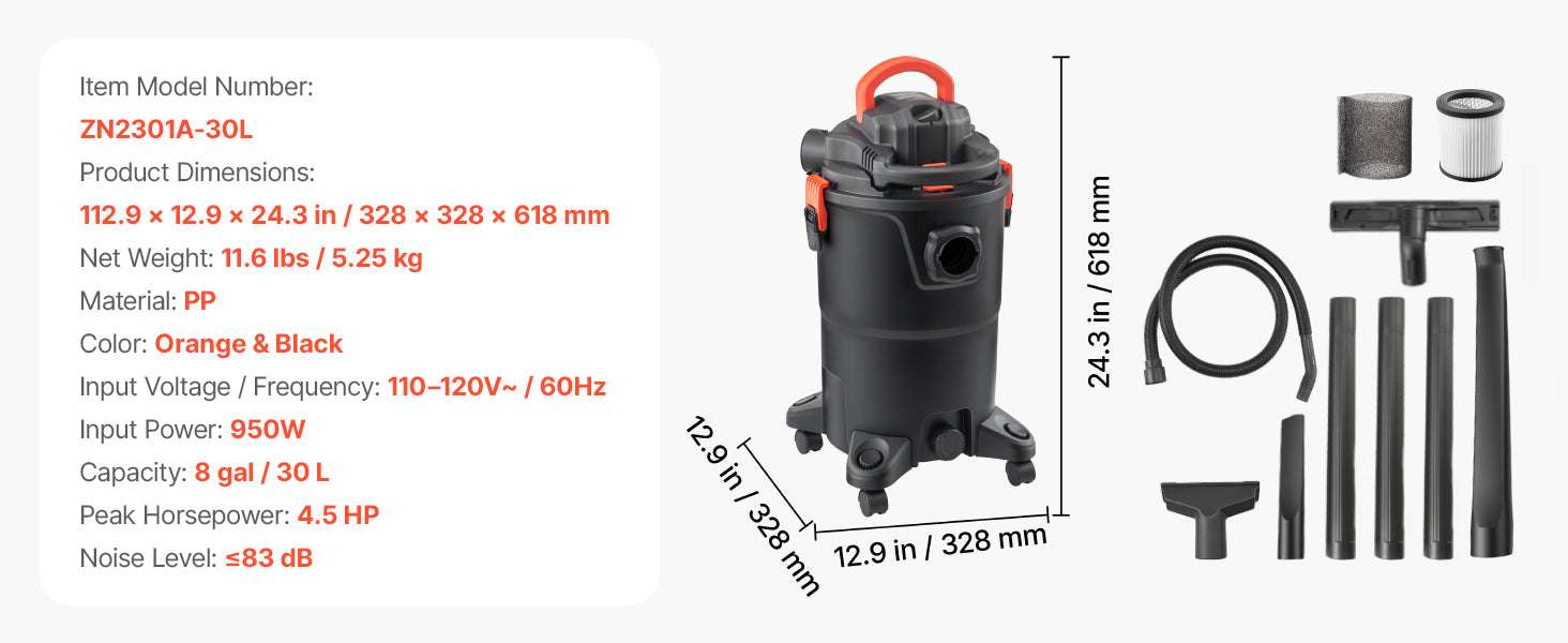 Dry Shop Vacuum with Strong Suction and Multi-Nozzle Cleaning - Image 21