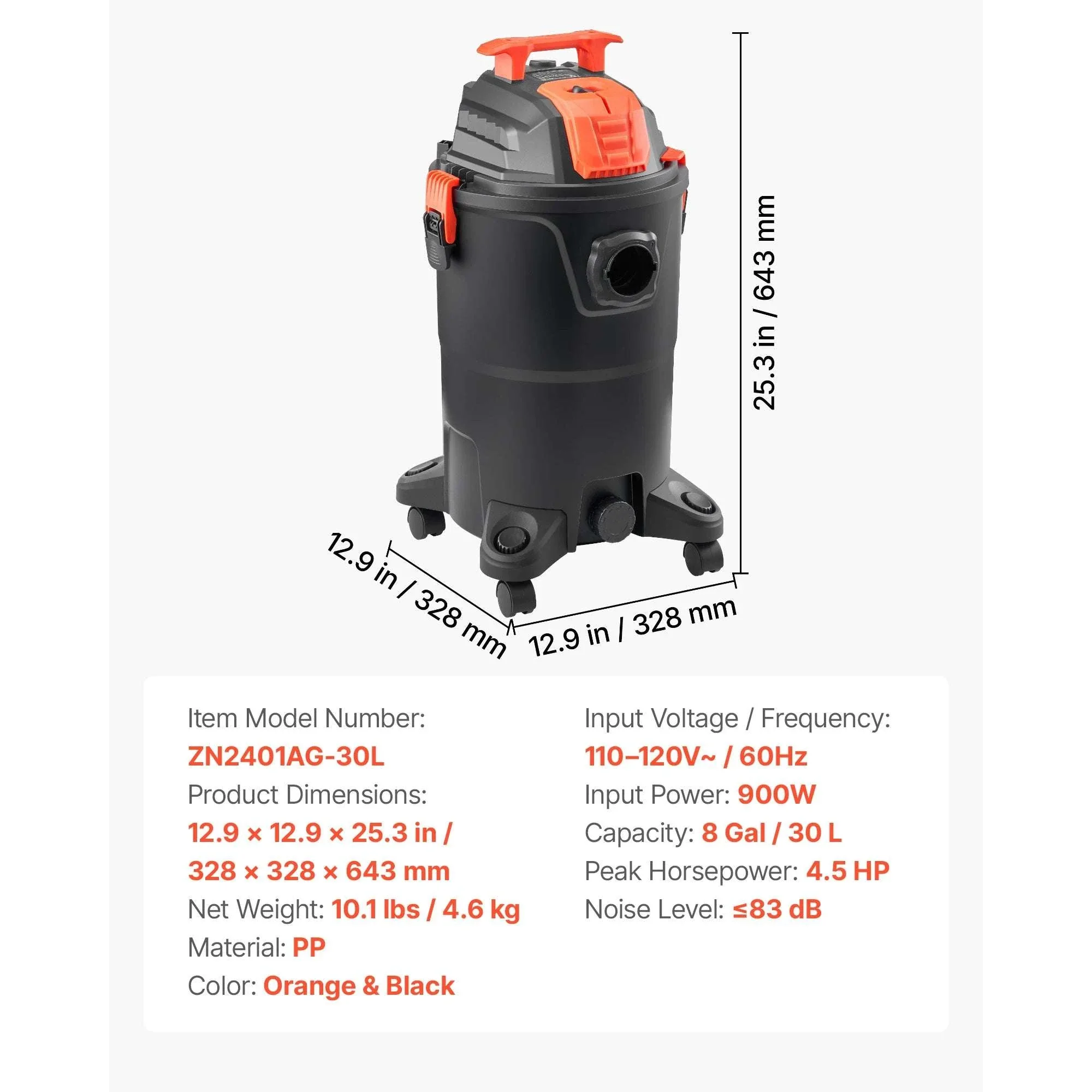 Dry Shop Vacuum with Strong Suction and Multi-Nozzle Cleaning - Image 23