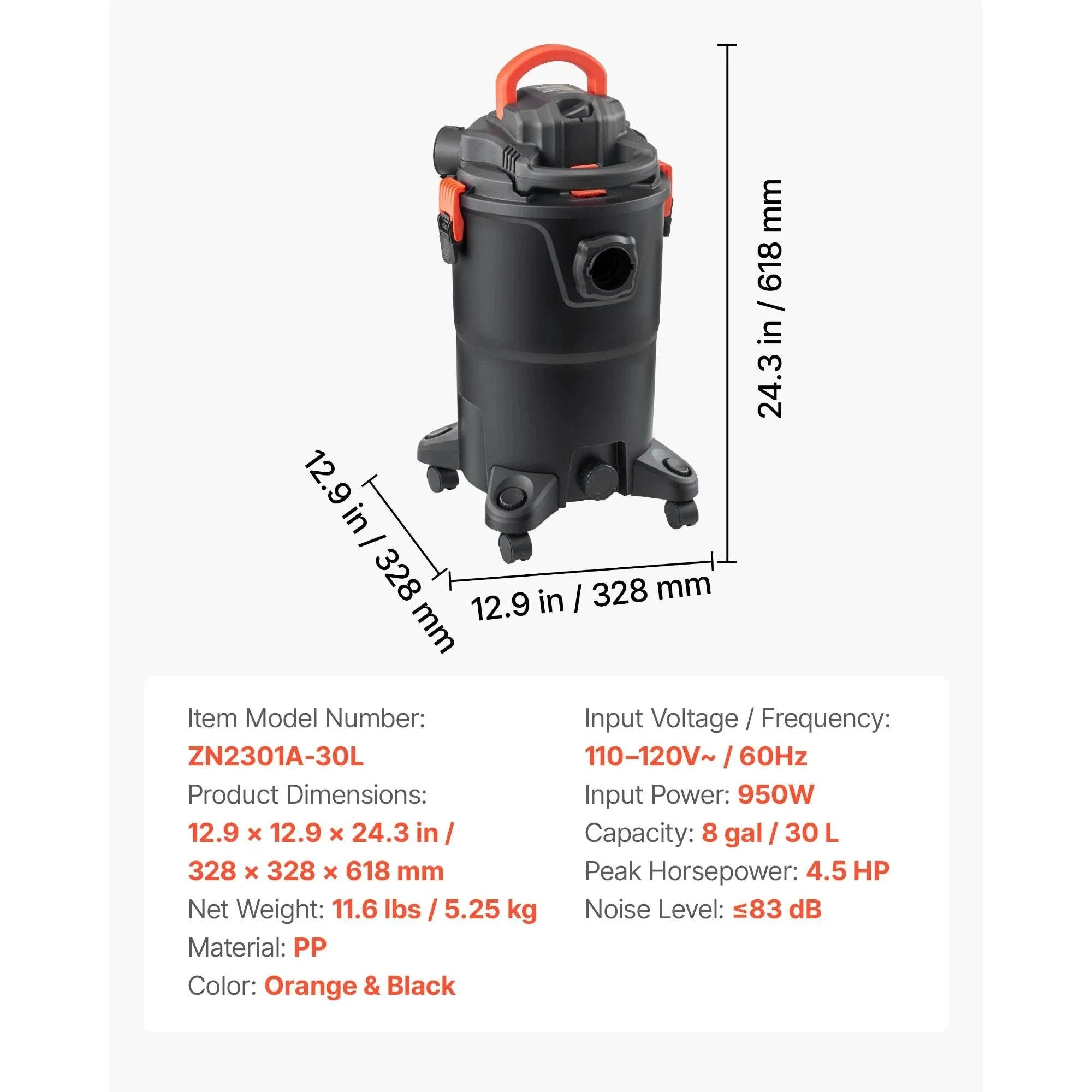 Dry Shop Vacuum with Strong Suction and Multi-Nozzle Cleaning - Image 24