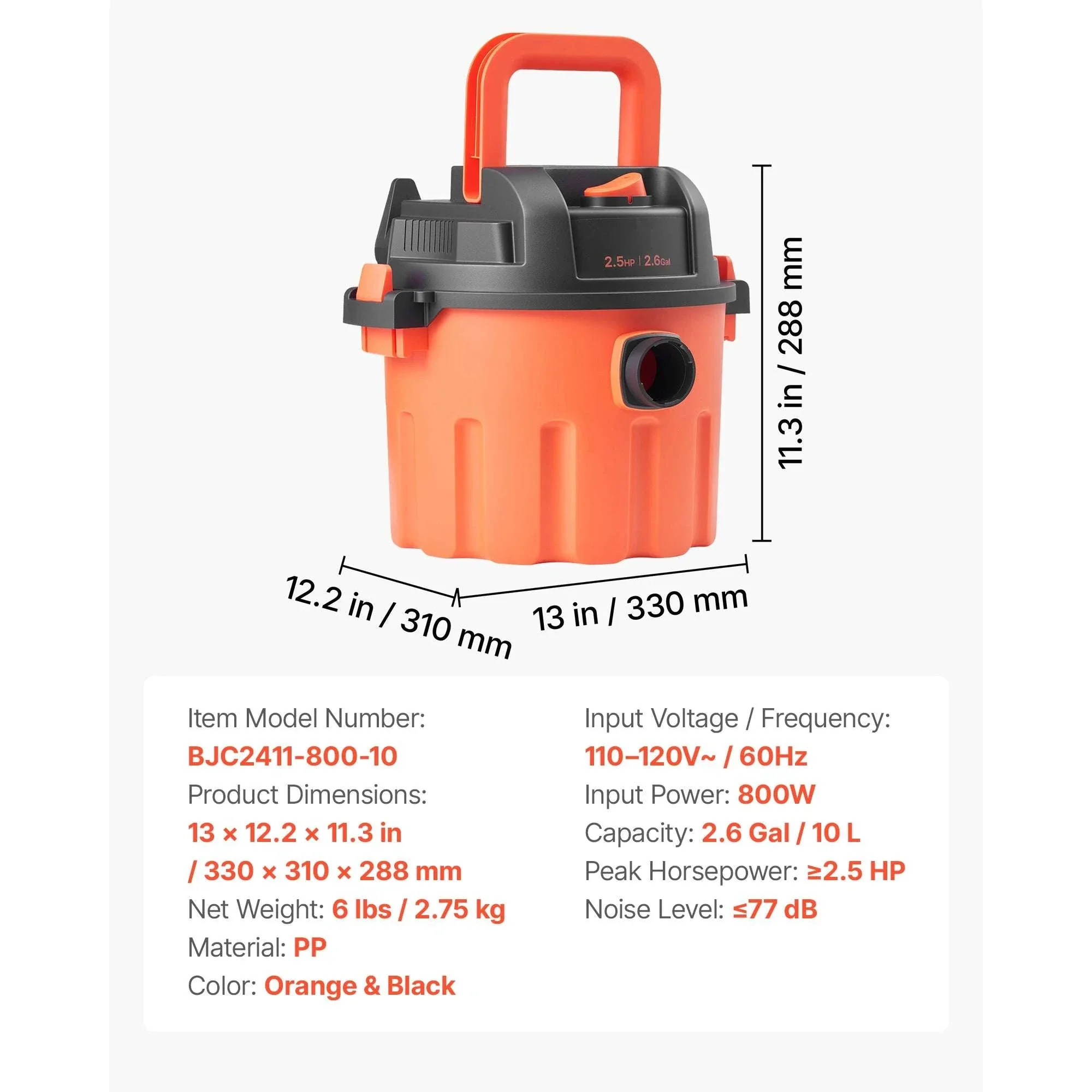 Dry Shop Vacuum with Strong Suction and Multi-Nozzle Cleaning - Image 25