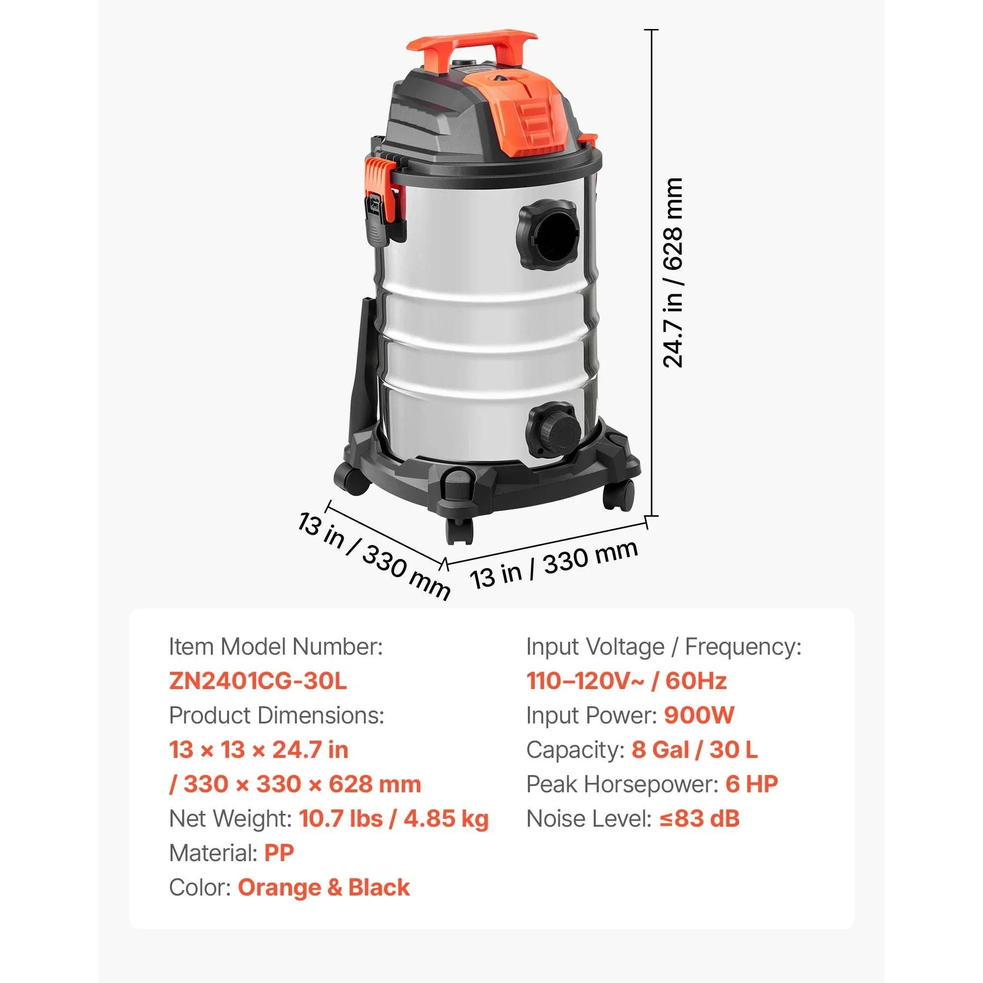 Dry Shop Vacuum with Strong Suction and Multi-Nozzle Cleaning - Image 26