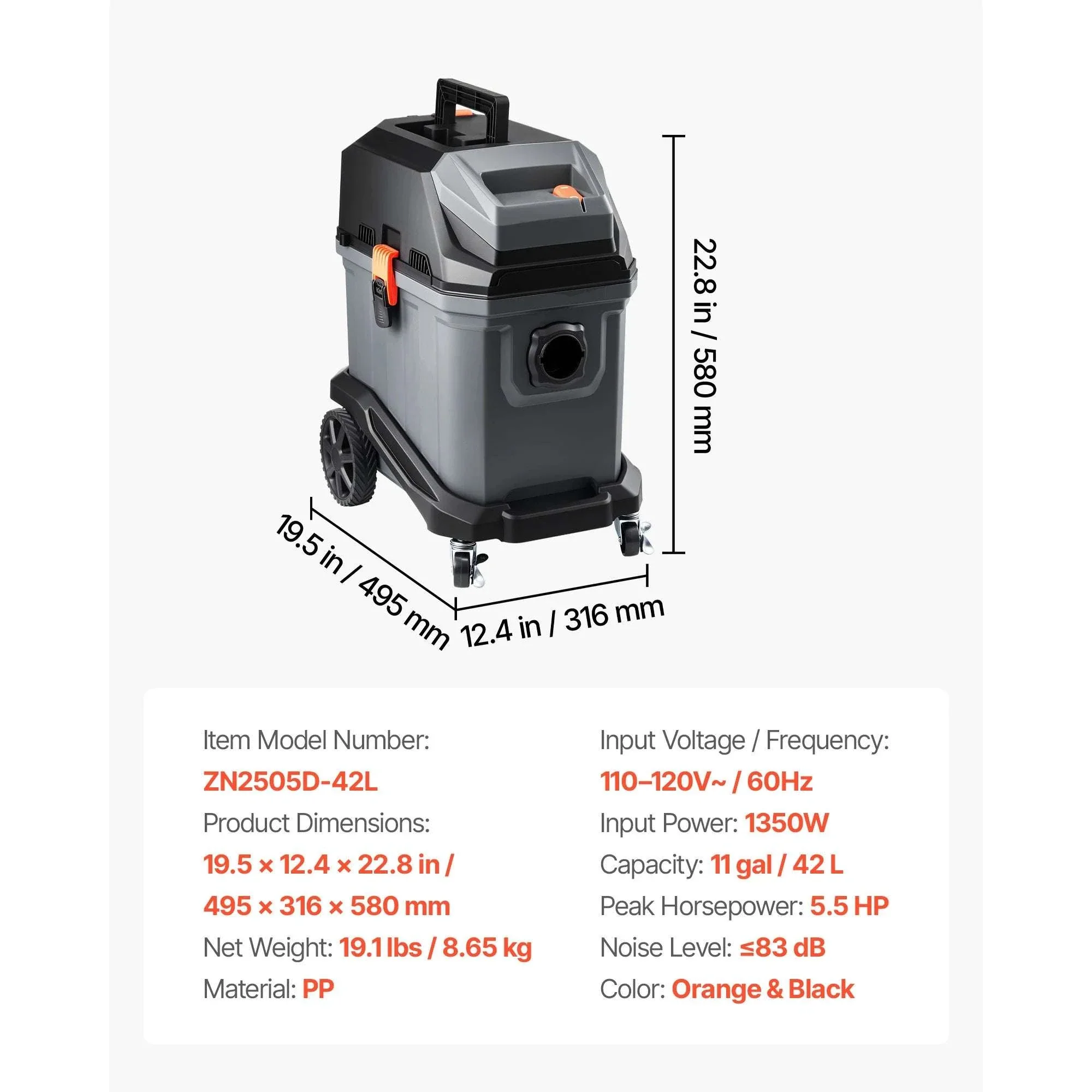 Dry Shop Vacuum with Strong Suction and Multi-Nozzle Cleaning - Image 27