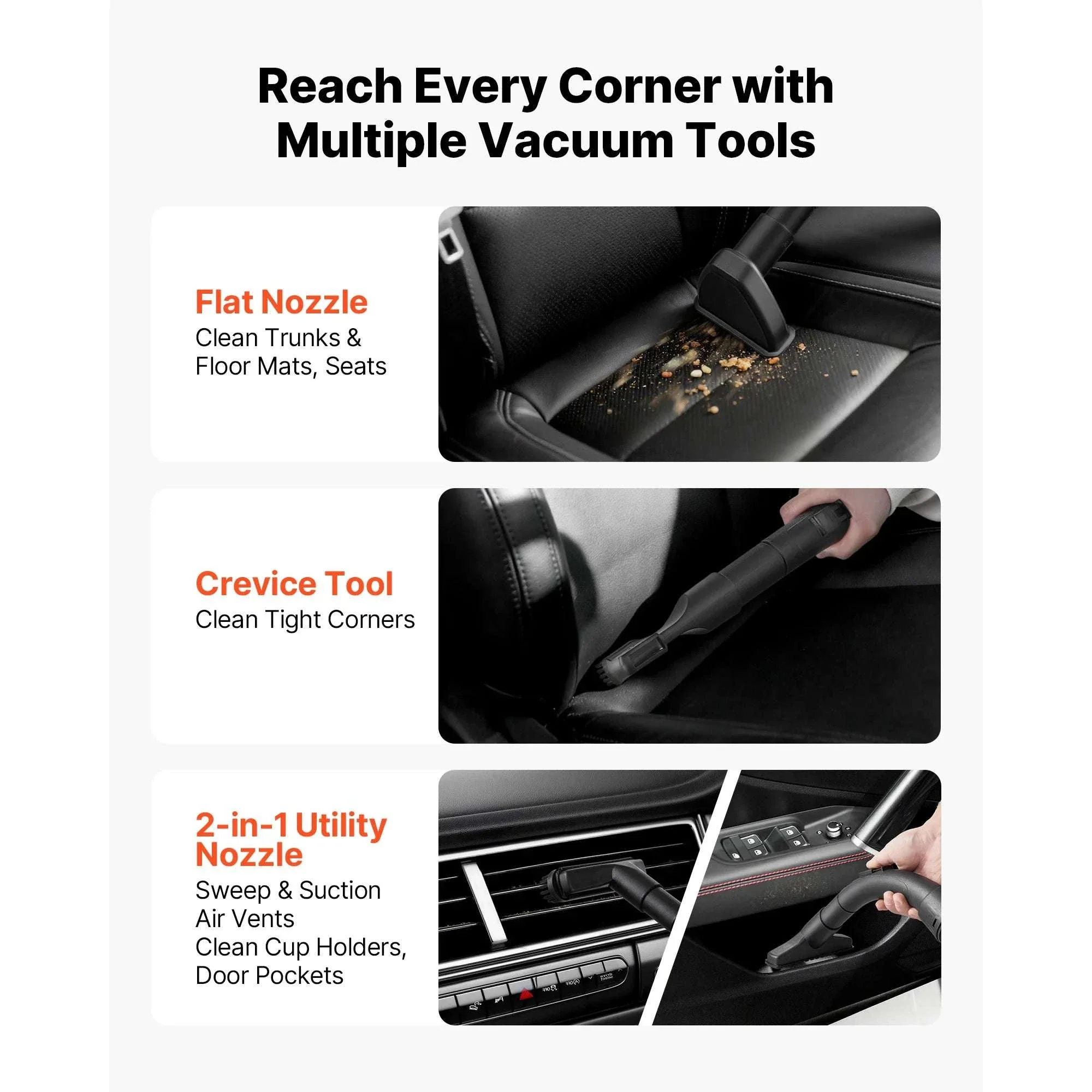 Dry Shop Vacuum with Strong Suction and Multi-Nozzle Cleaning - Image 3