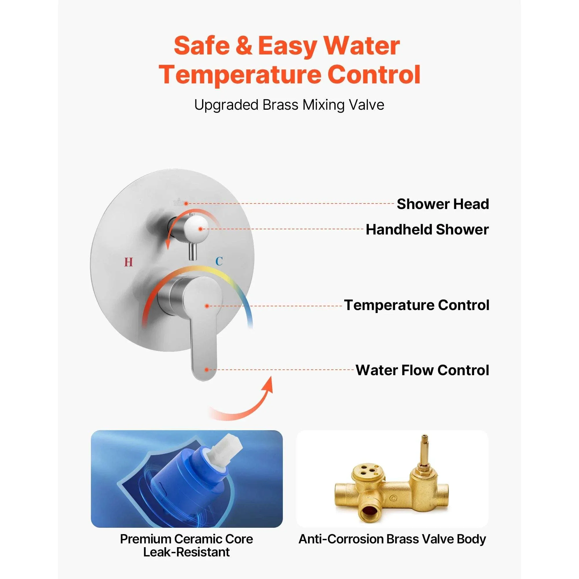 Rainfall Shower System with 10-Inch Head & Handheld Spray Set - Image 5