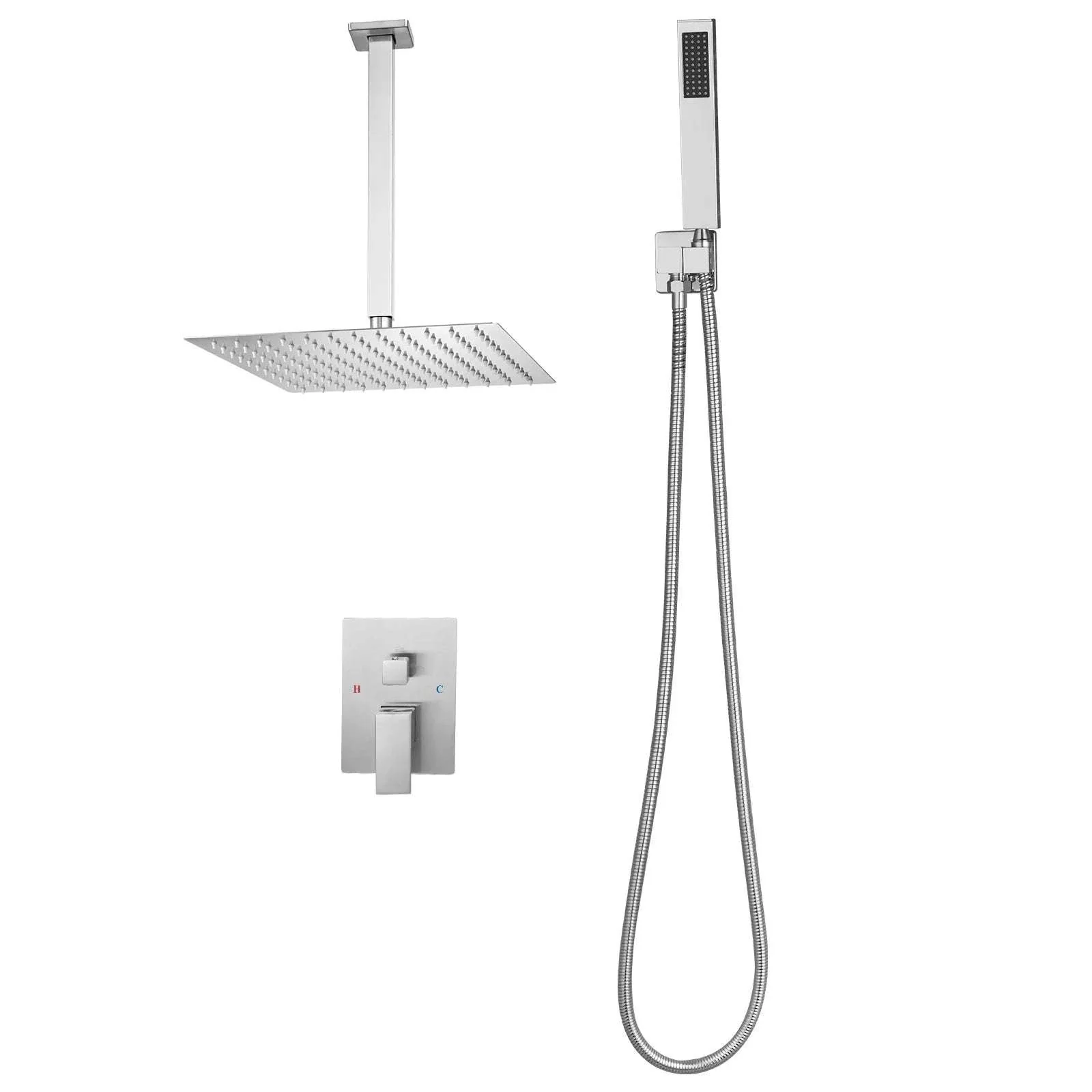 Rainfall Shower System with Ceiling Mount Head & Handheld Set