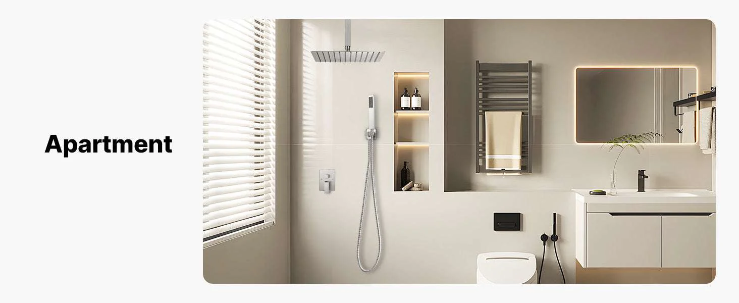 Rainfall Shower System with Ceiling Mount Head & Handheld Set - Image 16