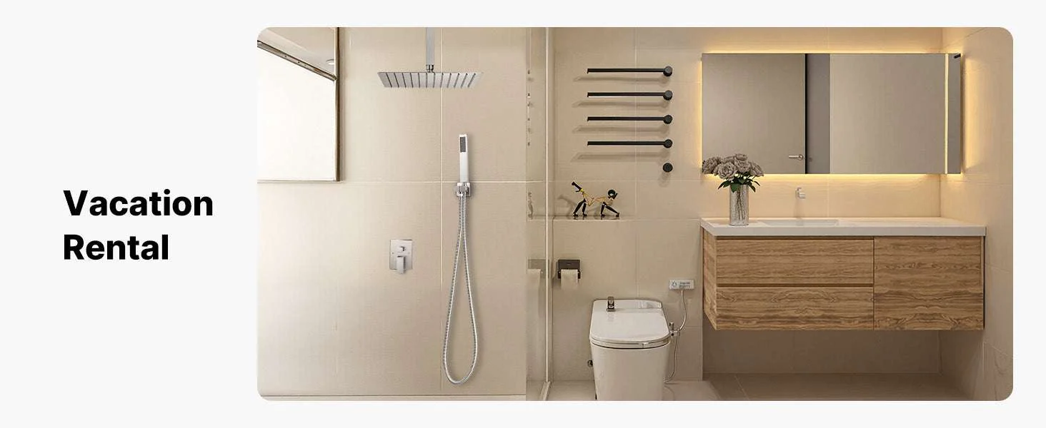 Rainfall Shower System with Ceiling Mount Head & Handheld Set - Image 18