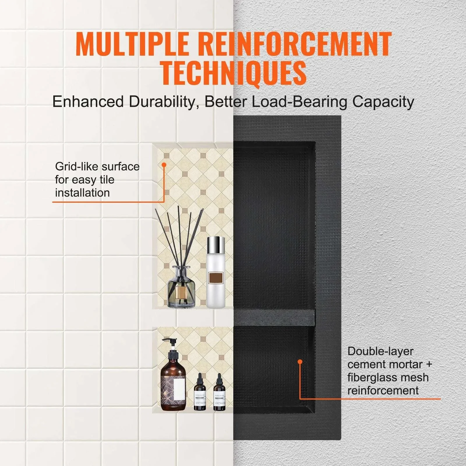 Recessed Shower Niche Shelf 16x24 Double Layer Waterproof Storage - Image 4