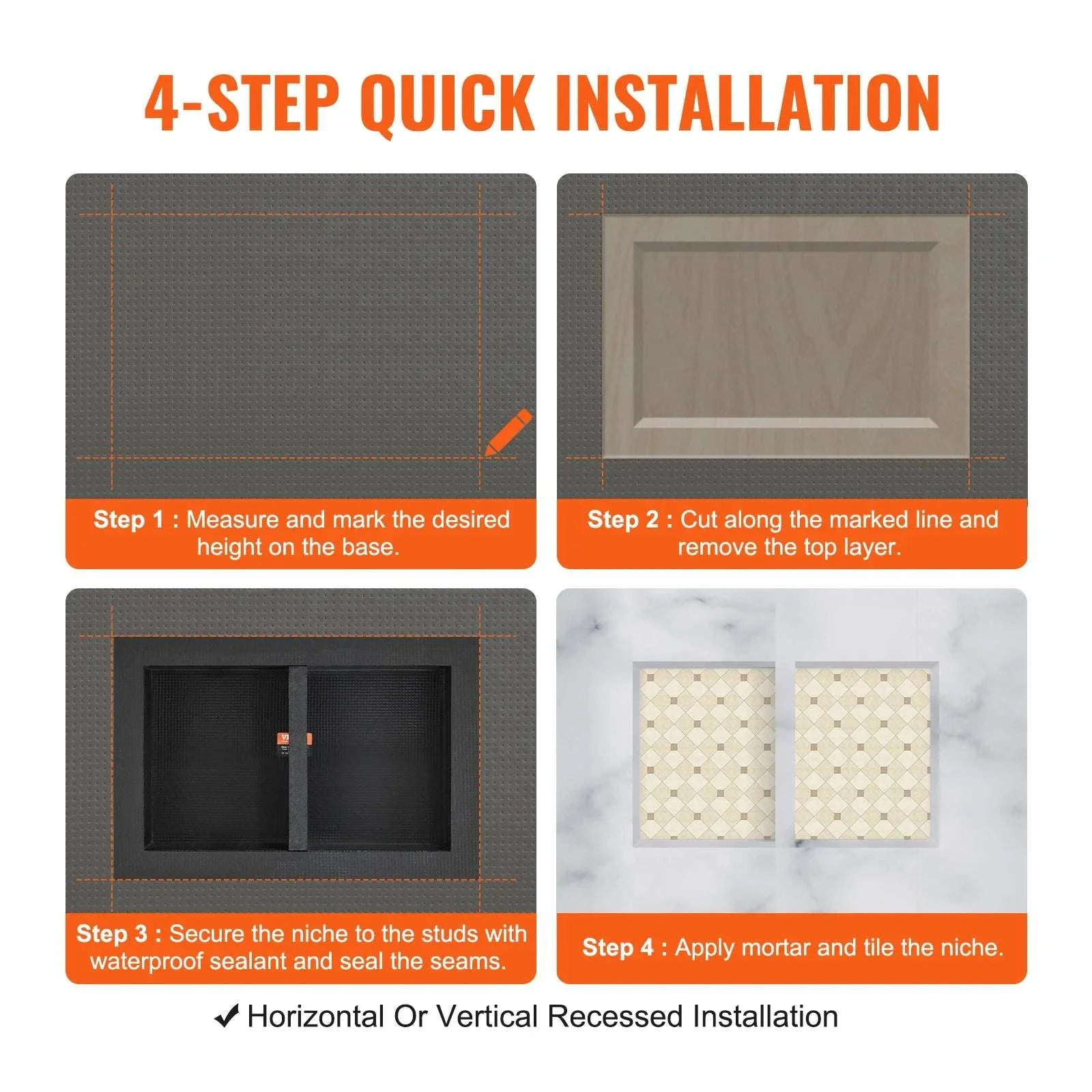Recessed Shower Niche Shelf 16x24 Double Layer Waterproof Storage - Image 5
